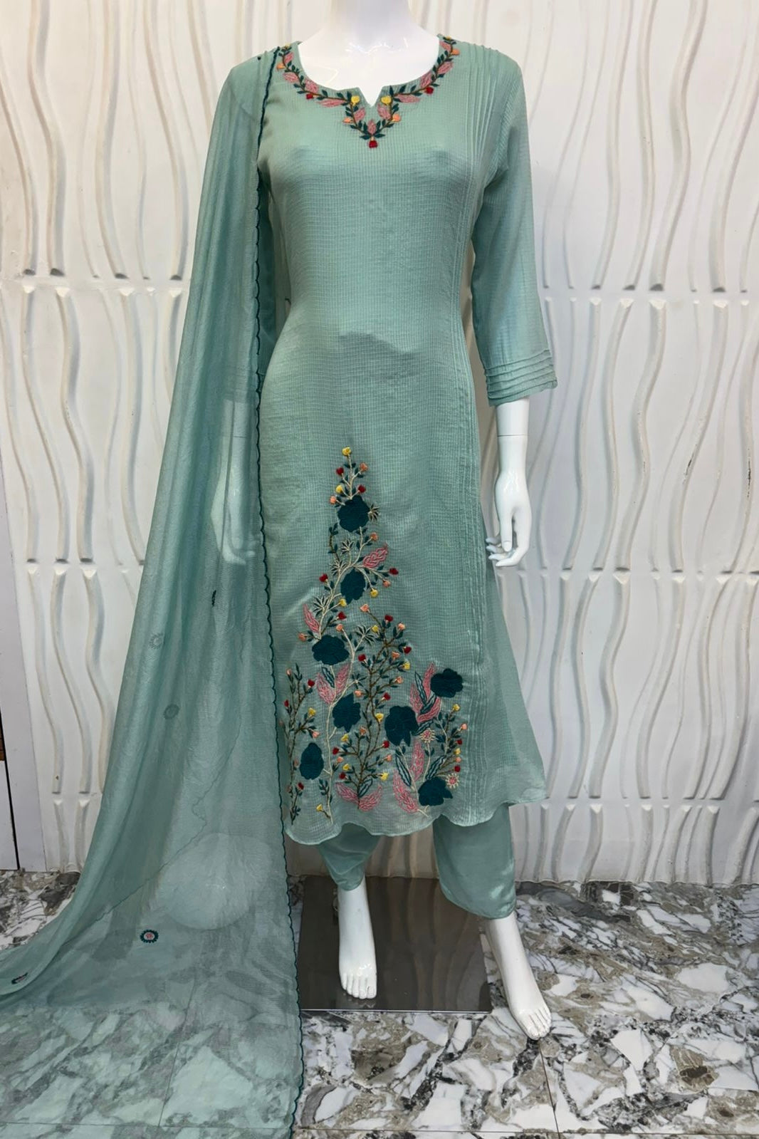 ✨” Aleen – Premium Kota Embroidered Kurta Set