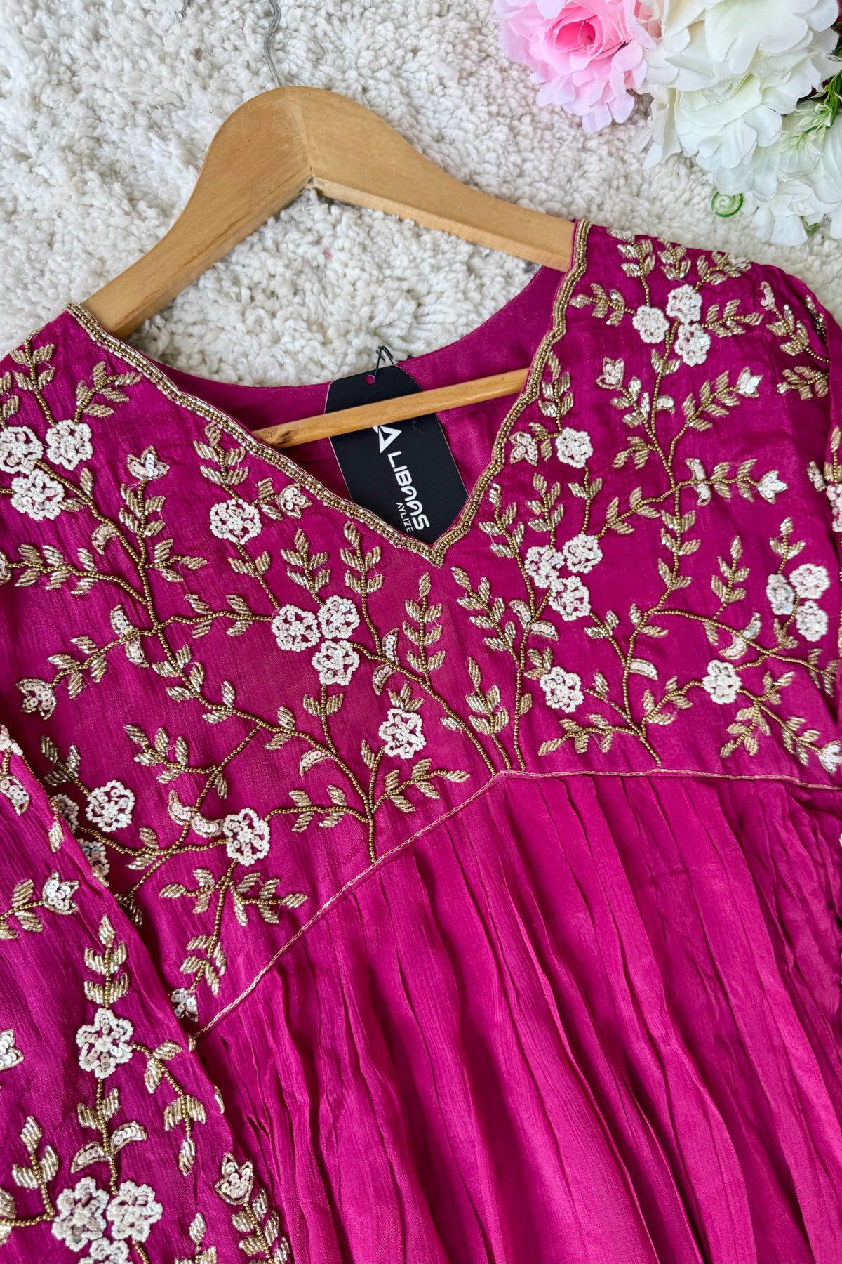 ✨Riti - Premium Magenta Chinnon Anarkali Kurta set