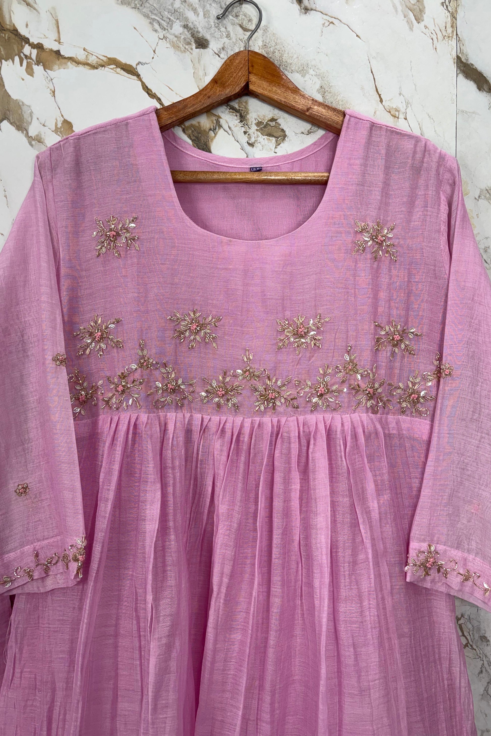 ✨ Sharmila – Banarsi Mul Chanderi A-Line Kurta Set with Dupatta