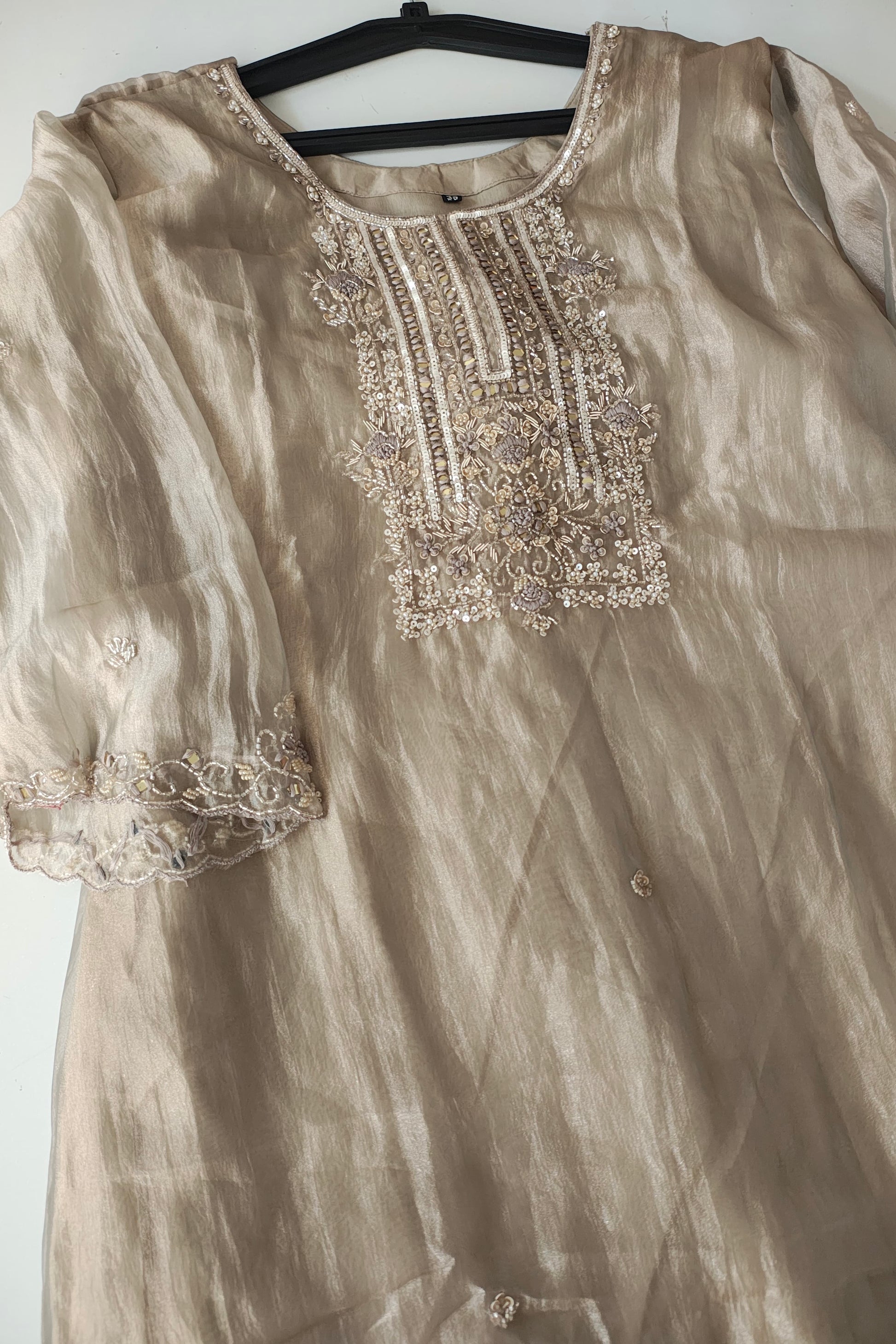 “Aurea” Premium Glass Tissue Kurta Set with Hand Embellished