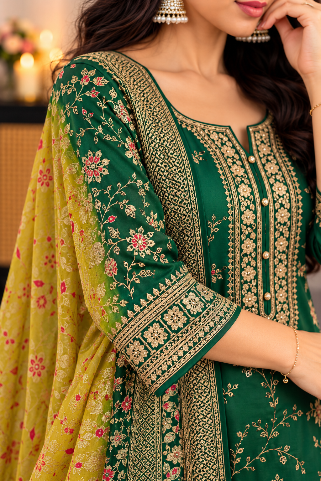 “AYAT” Festive wear Jacquard silk kurta palazzo set