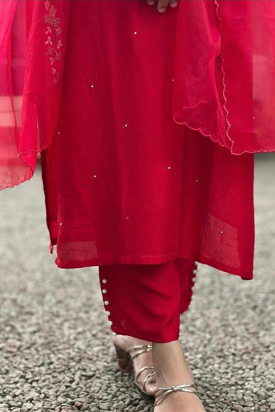 “ALKA” A very beautiful Red piece with zardozi & zari handwork set