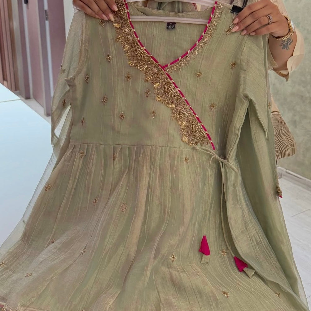 ✨Veloura– Premium Tissue Angrakha Kurta Set