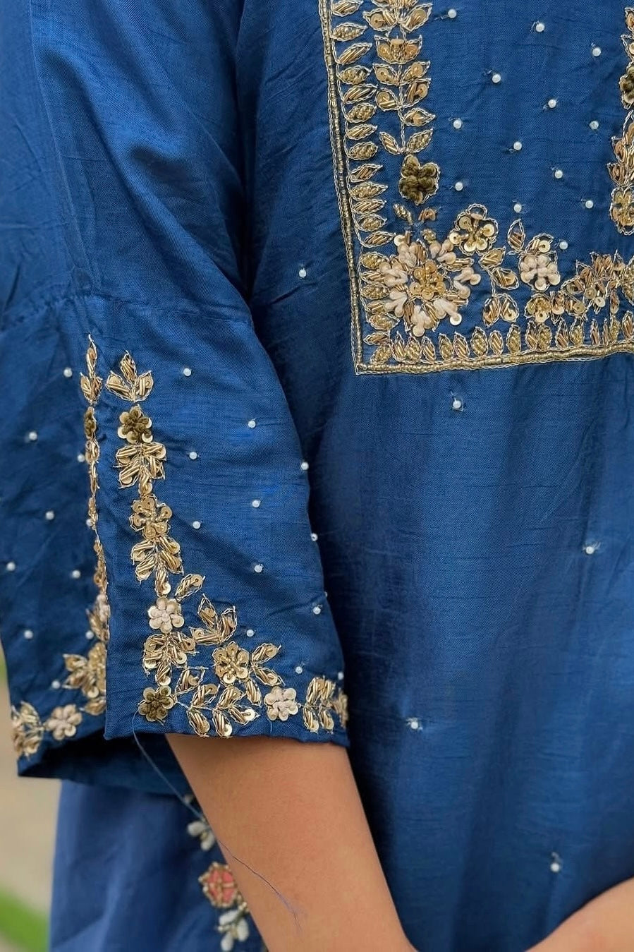 “ALKA” A very beautiful Blue piece with zardozi & zari handwork set