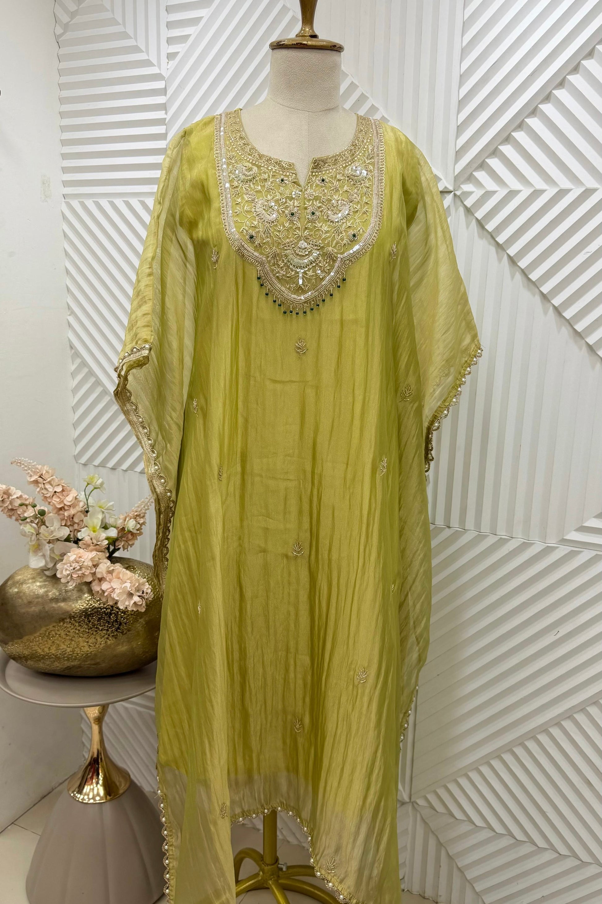 🛍️”Natasha –  Premium Tissue Kaftan Set &amp; Indo-Western Co-ord Set