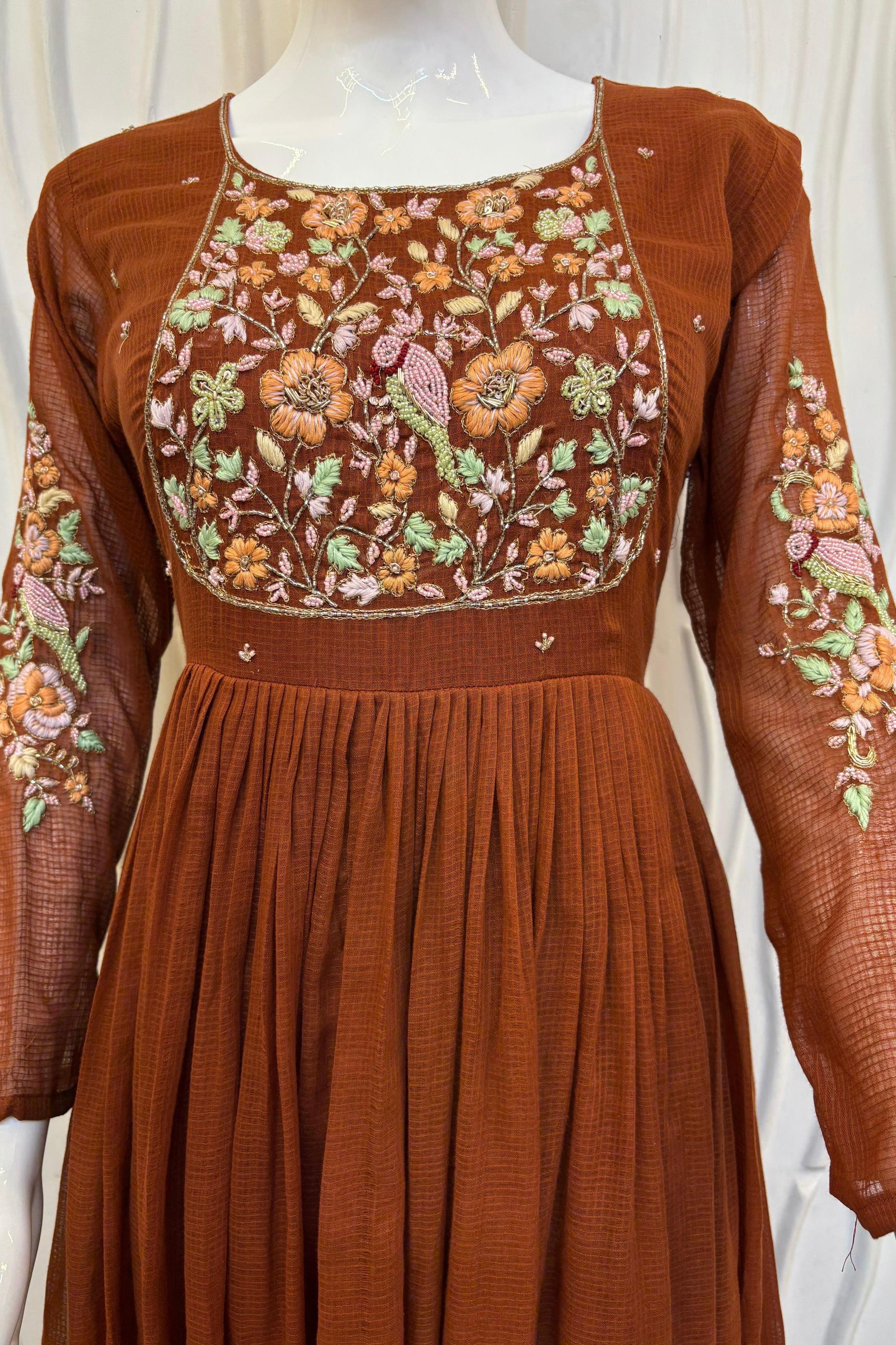 ✨AZ04 - Premium Cocoa Brown Kota Anarkali Kurta set