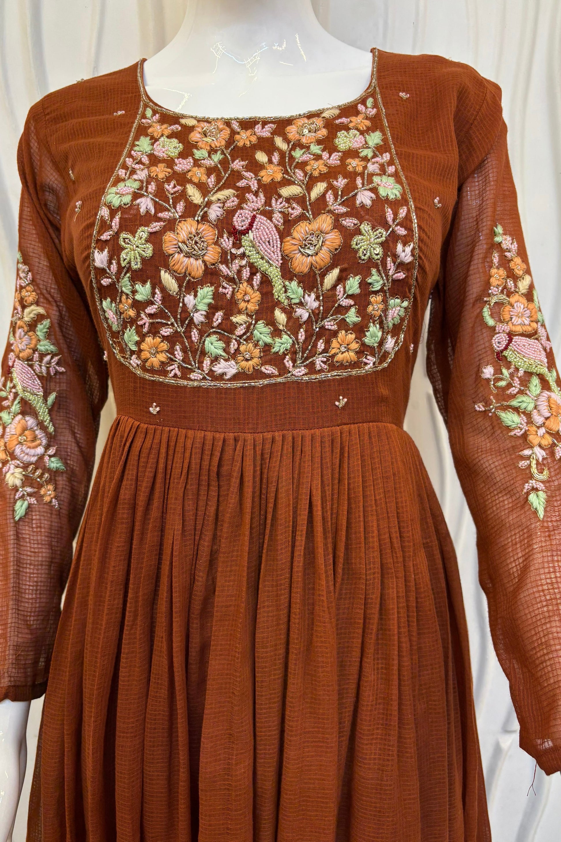 ✨AZ04 - Premium Cocoa Brown Kota Anarkali Kurta set