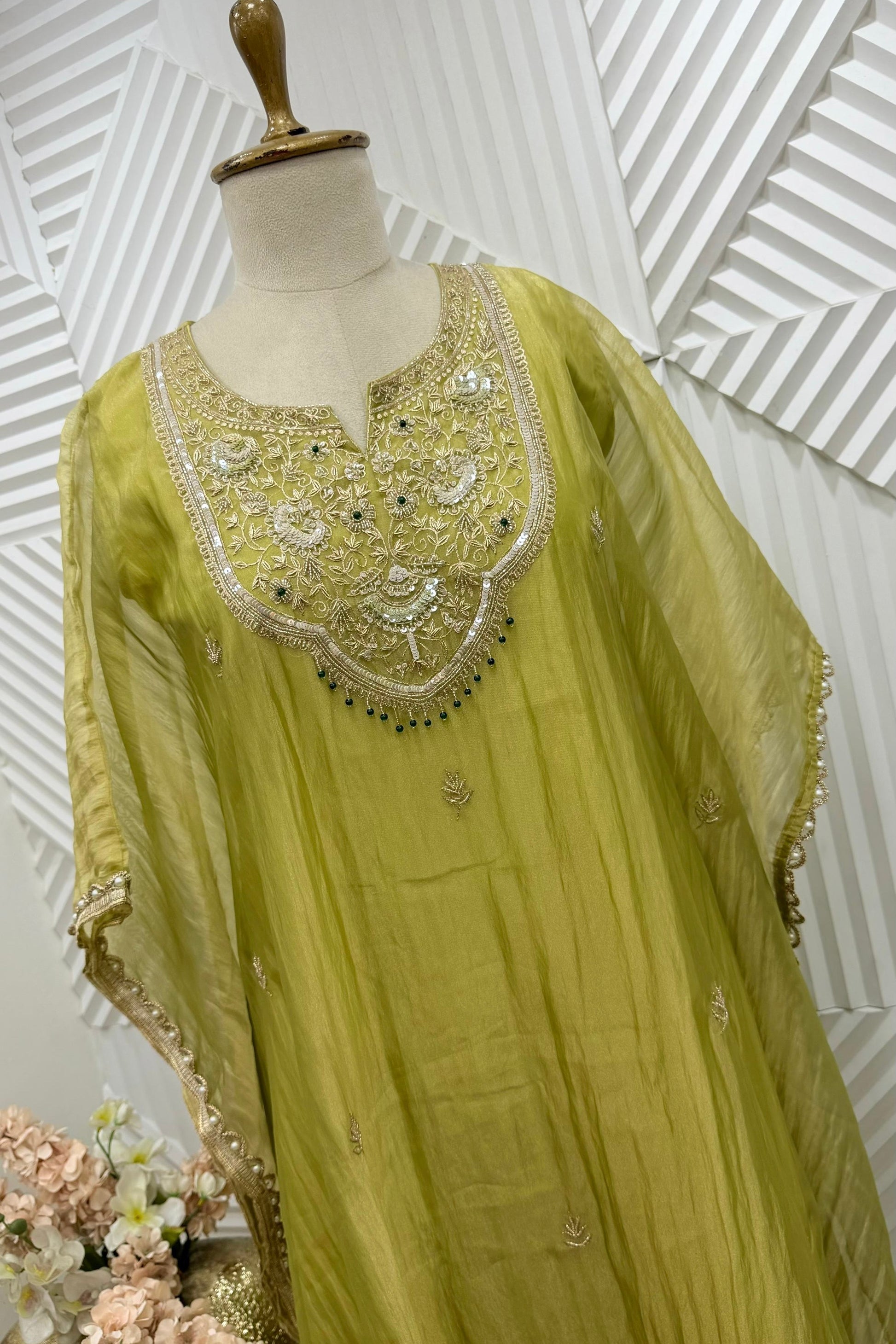 🛍️”Natasha –  Premium Tissue Kaftan Set &amp; Indo-Western Co-ord Set