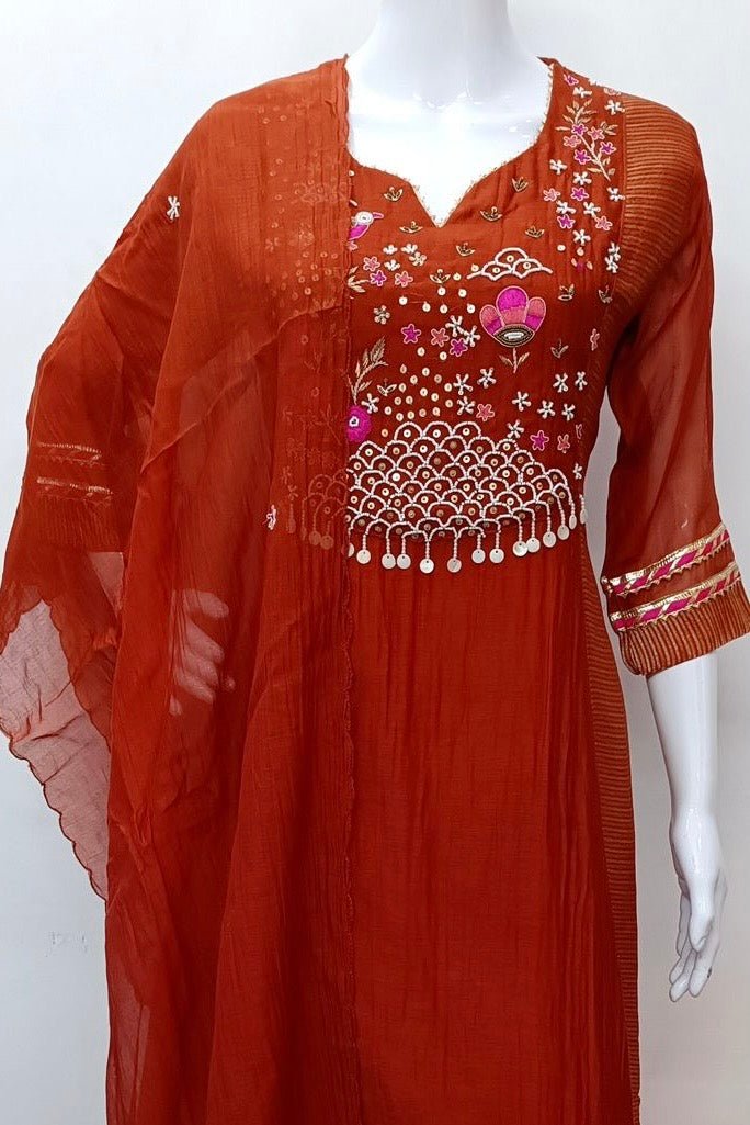 “Ishani” Premium Mul Chanderi A line Anarkali Kurta Set (Copy)