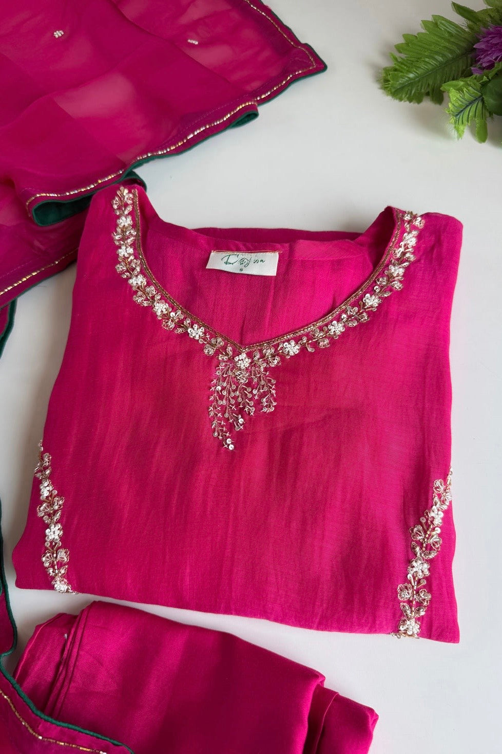 ✨”Maya - Premium Pink Mul Chanderi A-Line Kurta Set