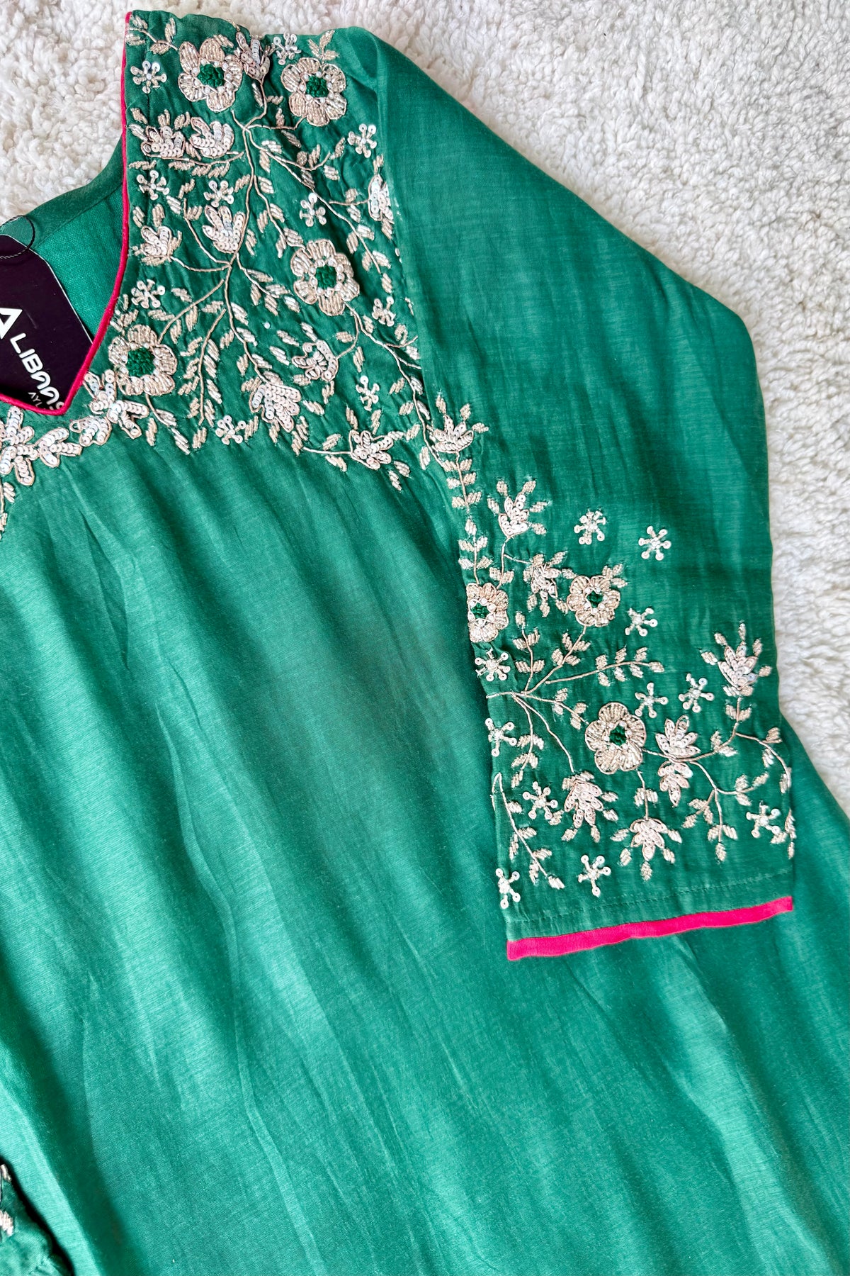 ✨Myra - Premium Green Mul Chanderi A-Line Anarkali Kurta set