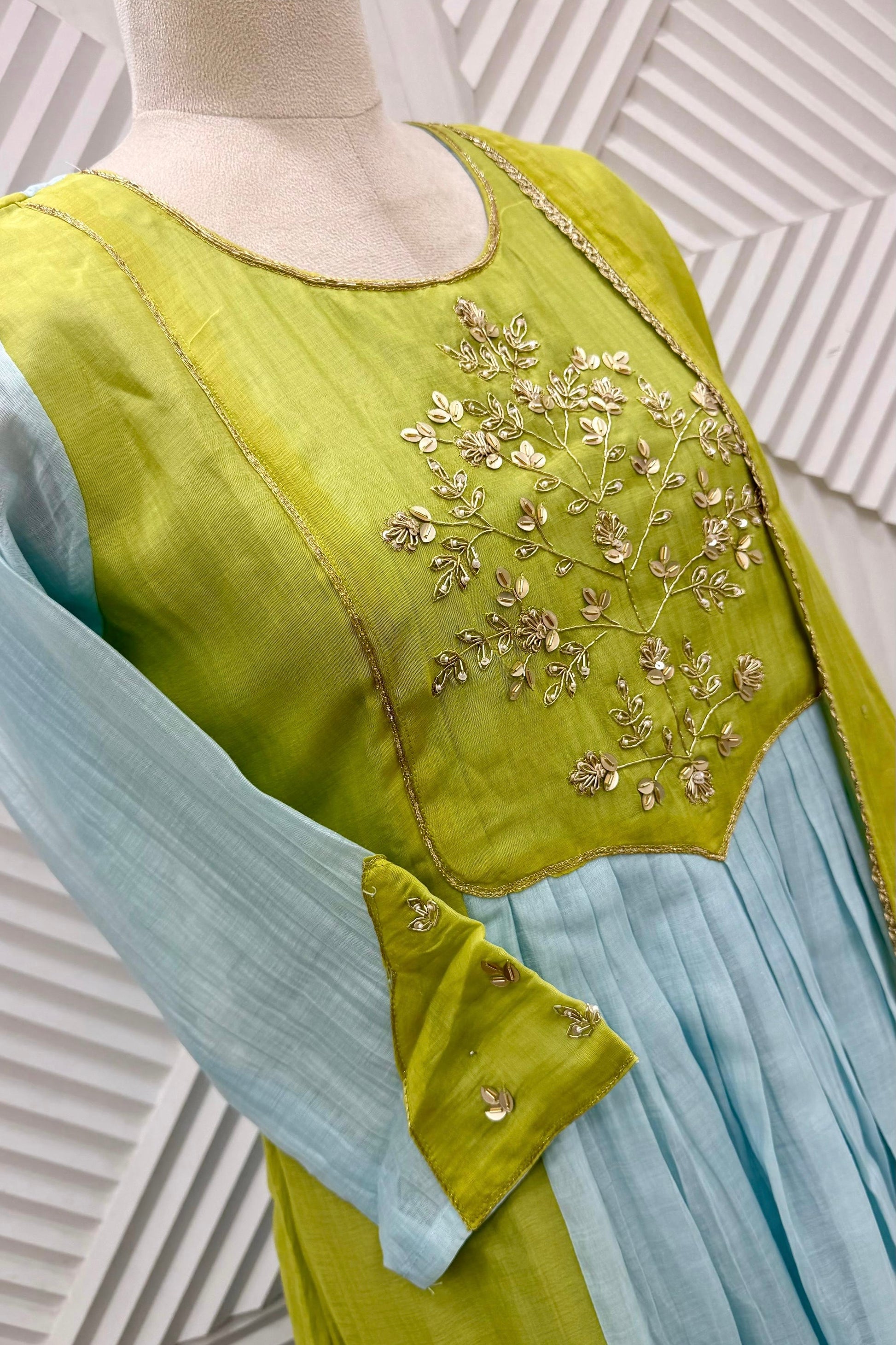 🛍️”Ahana –  Premium Mul Chanderi A Line Kurta Set