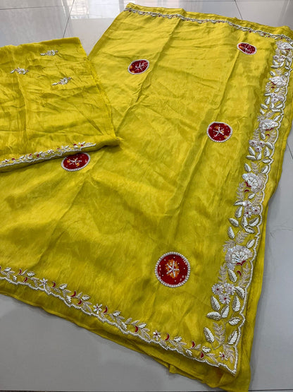 "Kavya" Premium Pure zardosi and Bandhini saree