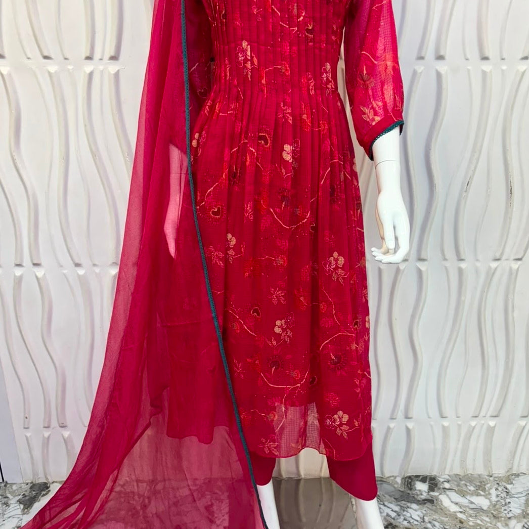 ✨”Ziana – Elegant Kota Ethnic A Line Suit Set