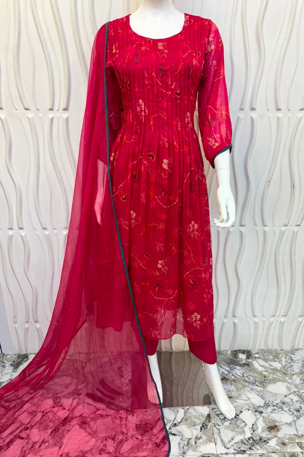 ✨”Ziana – Elegant Kota Ethnic A Line Suit Set