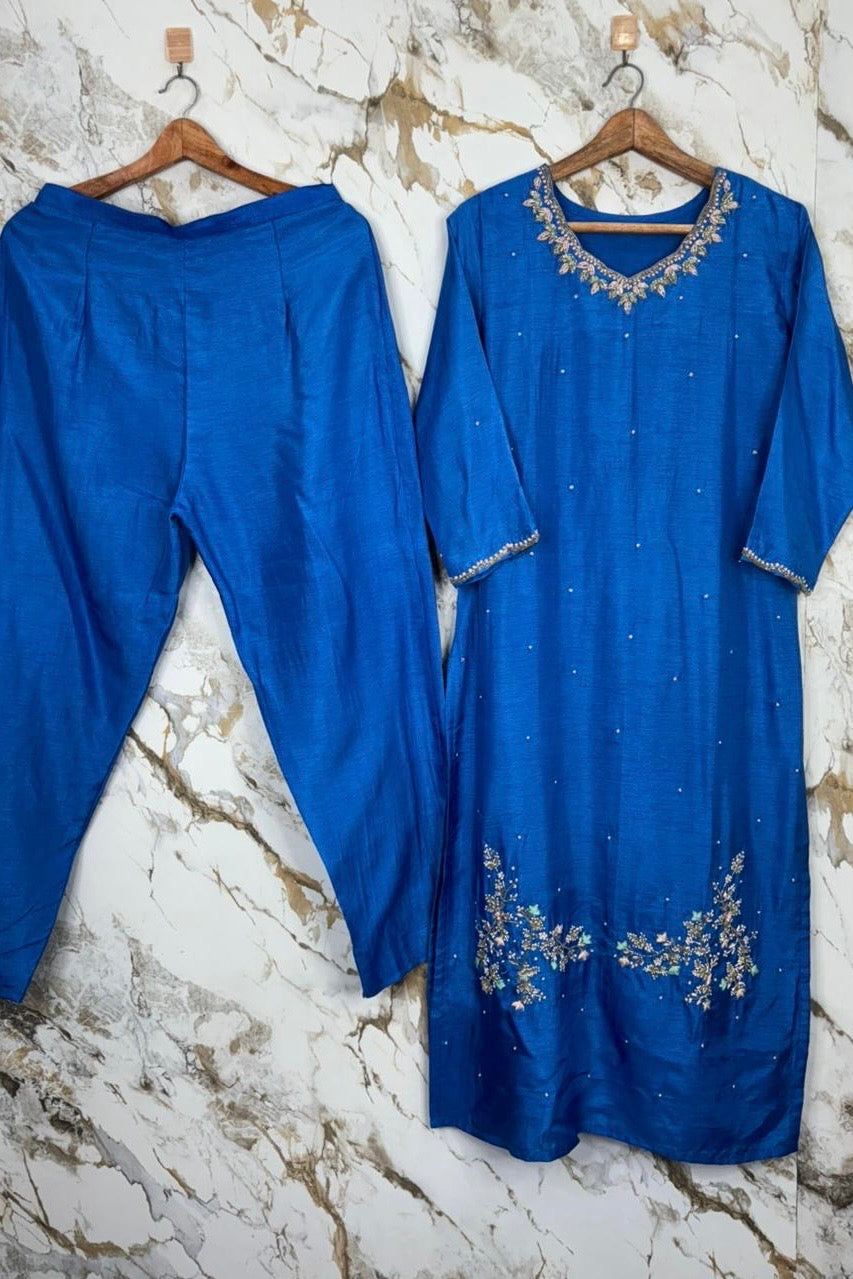 “Nitya” Premium Dola silk A-Line Kurta with Bottom & Dupatta