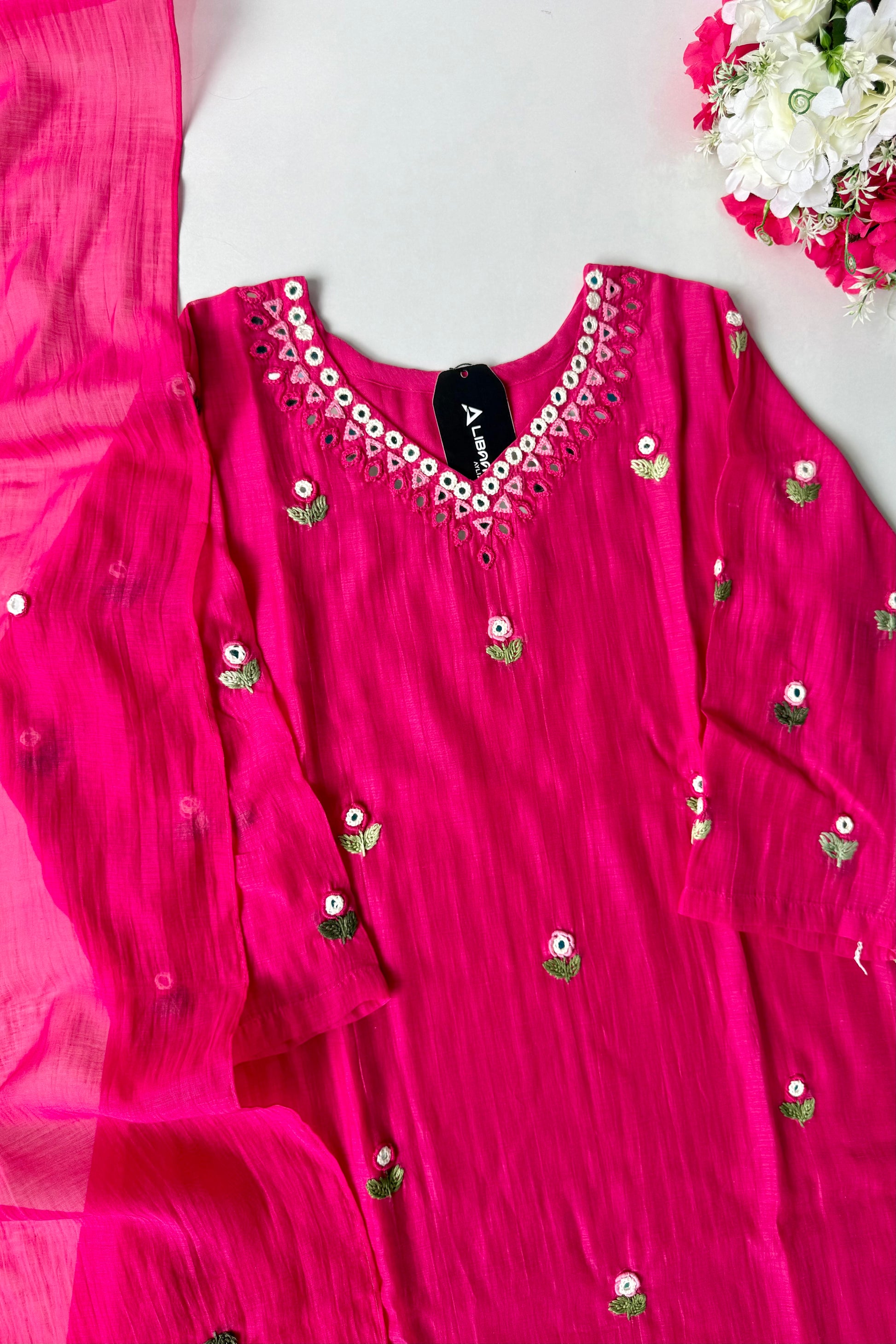 ✨”Ruby - Premium Pink Mul Chanderi A-Line Kurta Set 💕