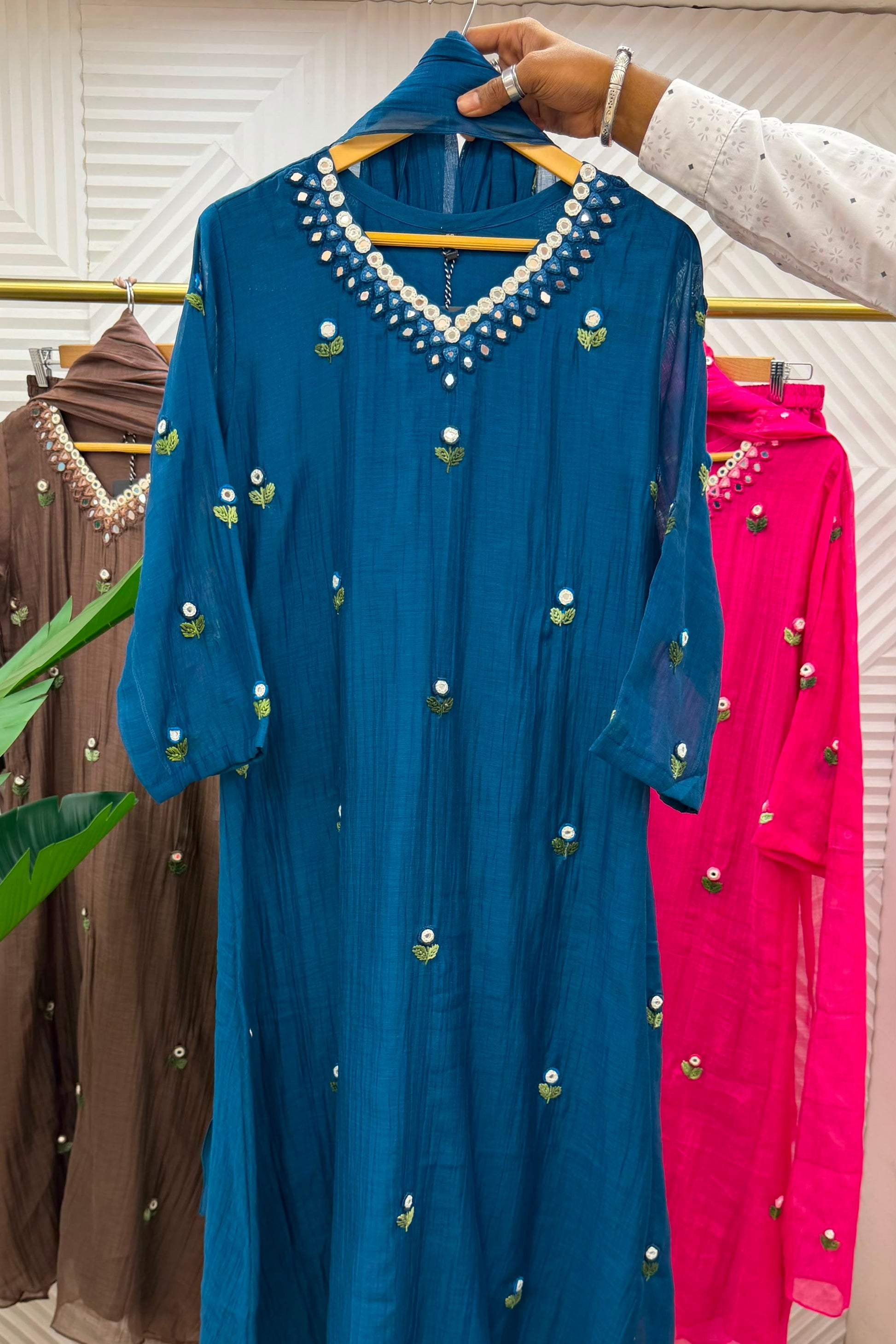 ✨”Ruby - Premium Mul Chanderi A-Line Kurta Set