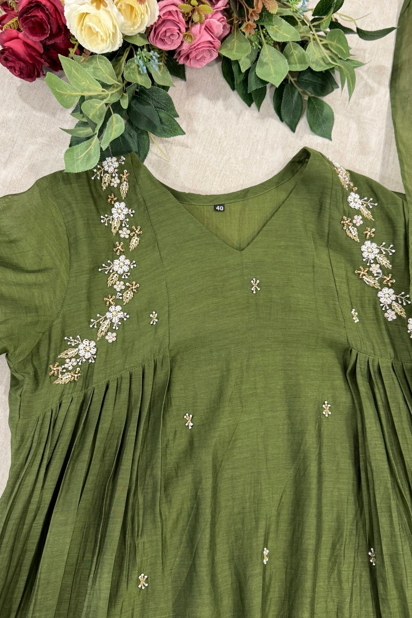 “Zayna” Premium Rich Brown Mul Chanderi anarkali kurta set