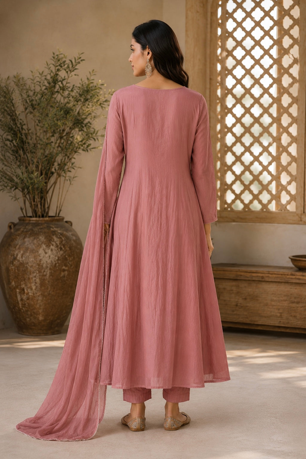 “Elina” Pink Imported Crushed A Line Suit set 🛍️