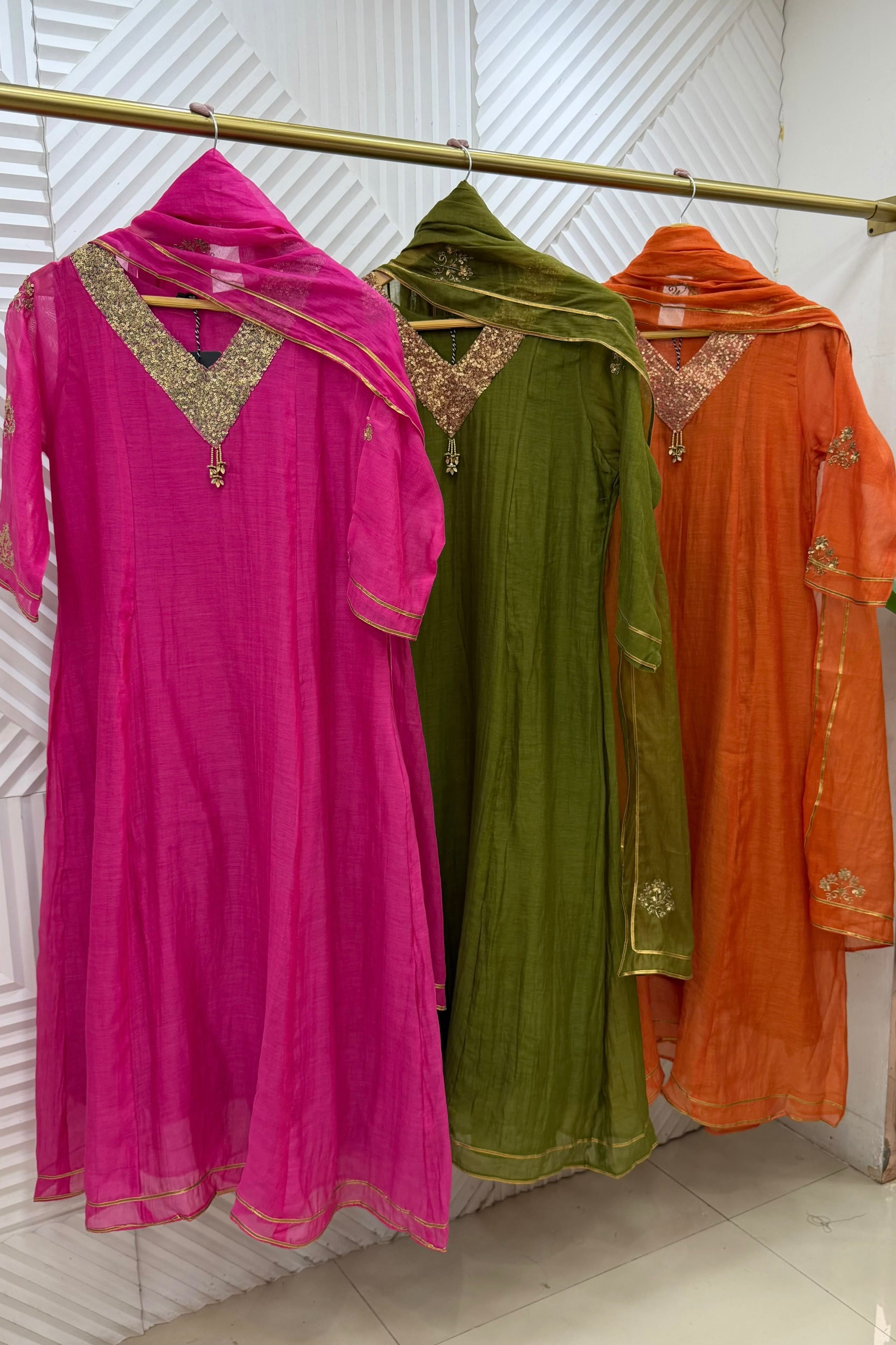 ✨Brightness - Premium Mul Chanderi A-Line Anarkali Kurta set
