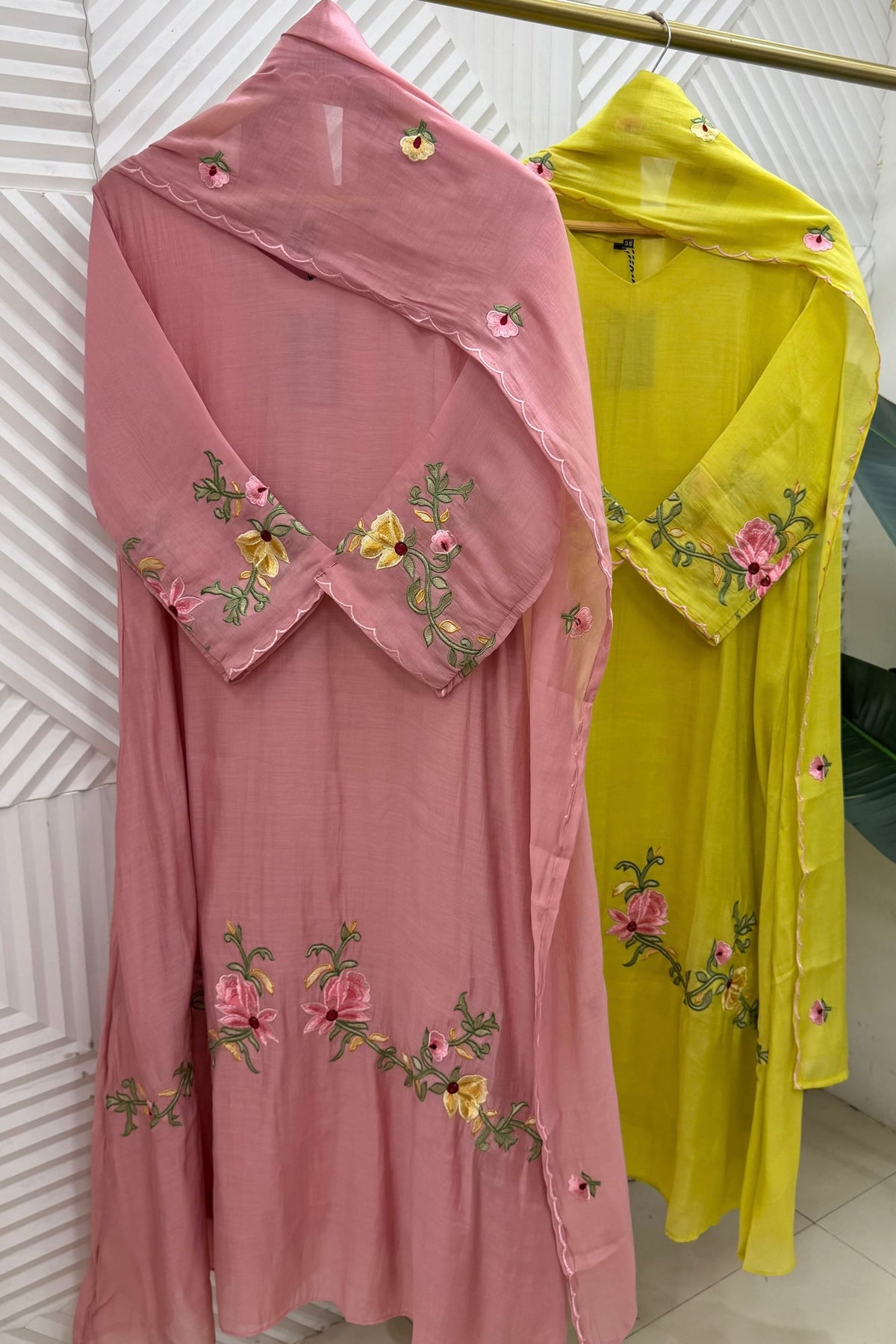 ✨Aarika - Surat mul chanderi Embroidered A Line Kurta Set