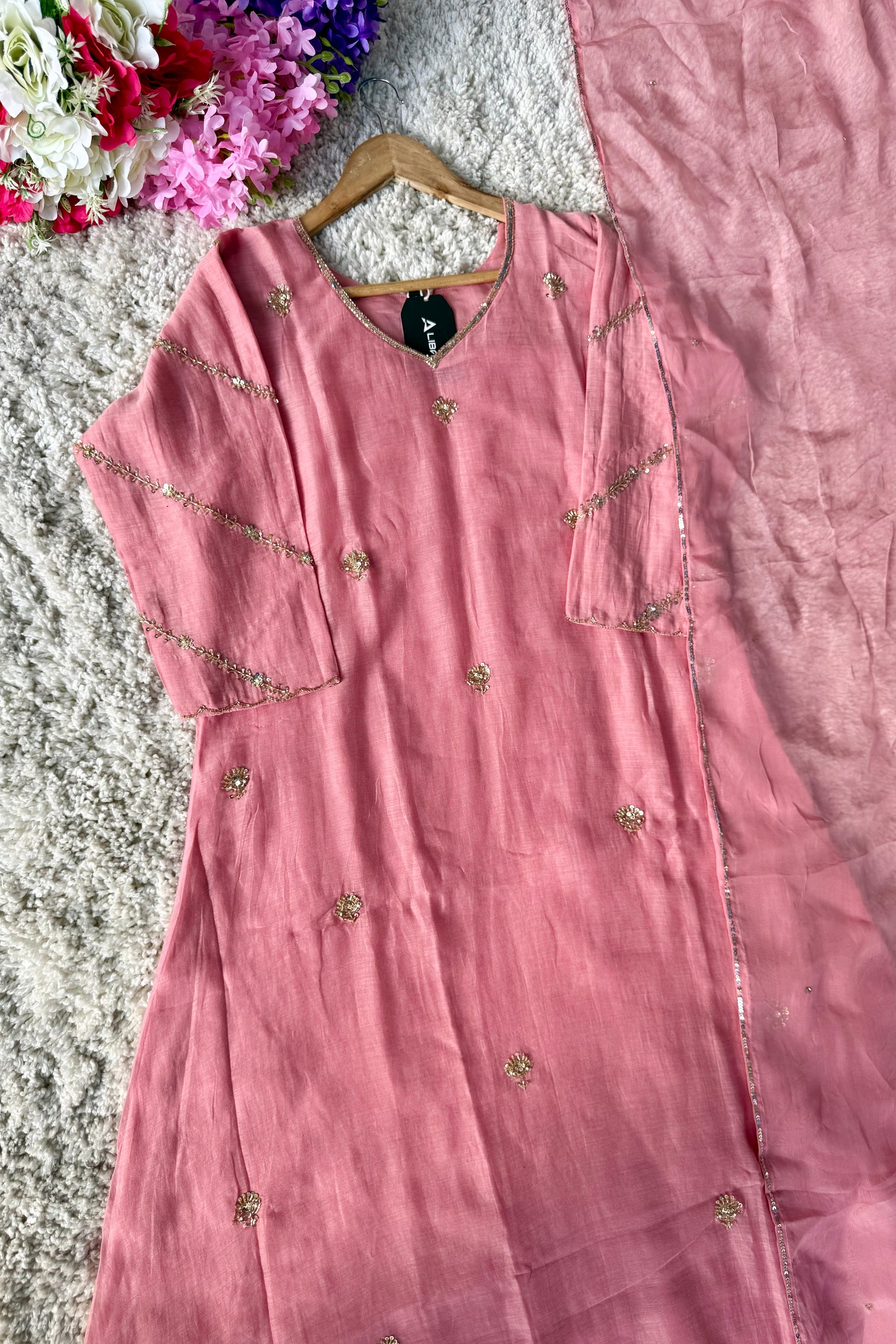 ✨”Unique- Party Wear Mul Chanderi A Line Kurta set 🛍️