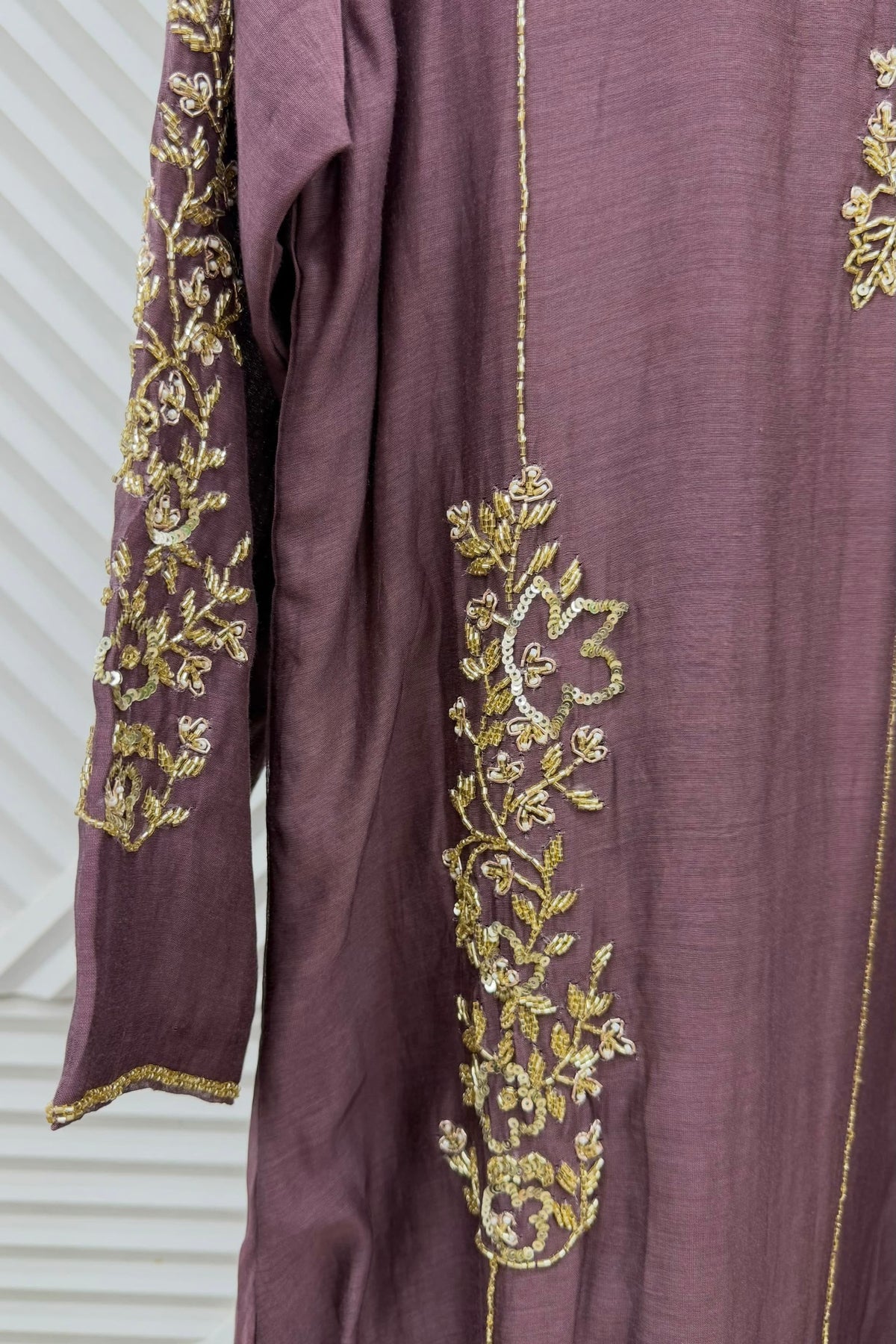 ✨”Rida - Premium Green Gold & Orchid Mul Chanderi A-Line Kurta Set