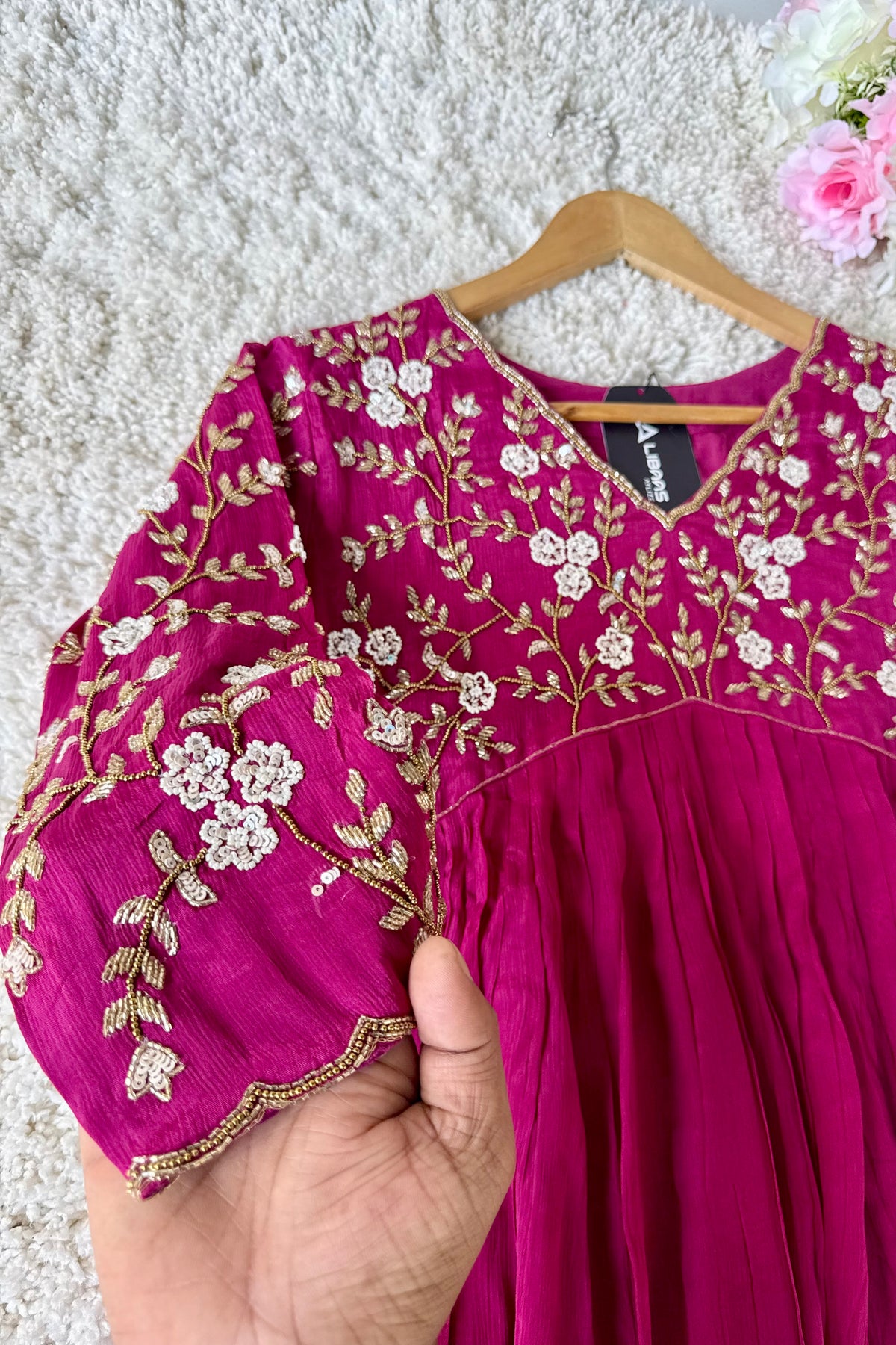 ✨Riti - Premium Magenta Chinnon Anarkali Kurta set