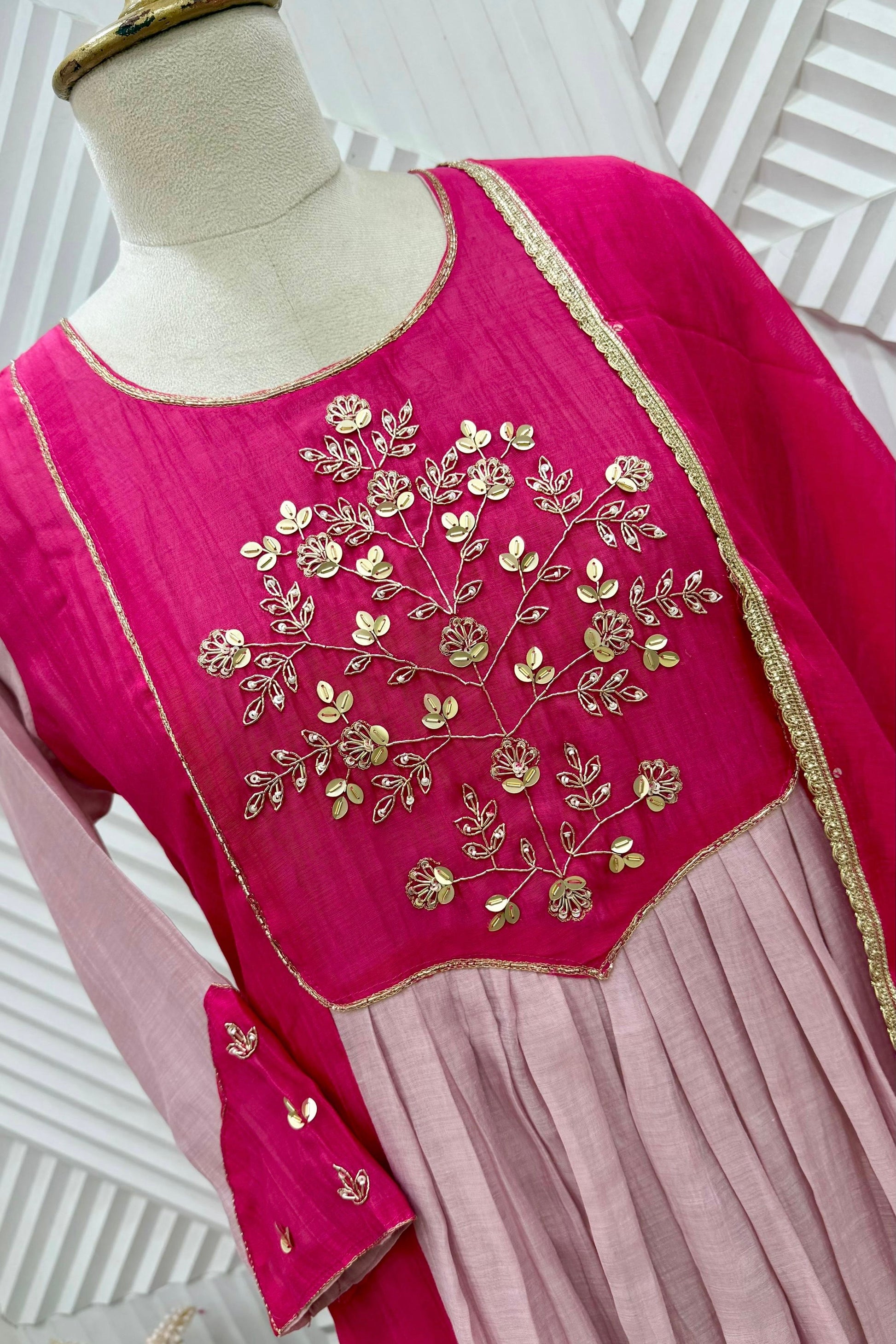 🛍️”Ahana –  Premium Mul Chanderi A Line Kurta Set