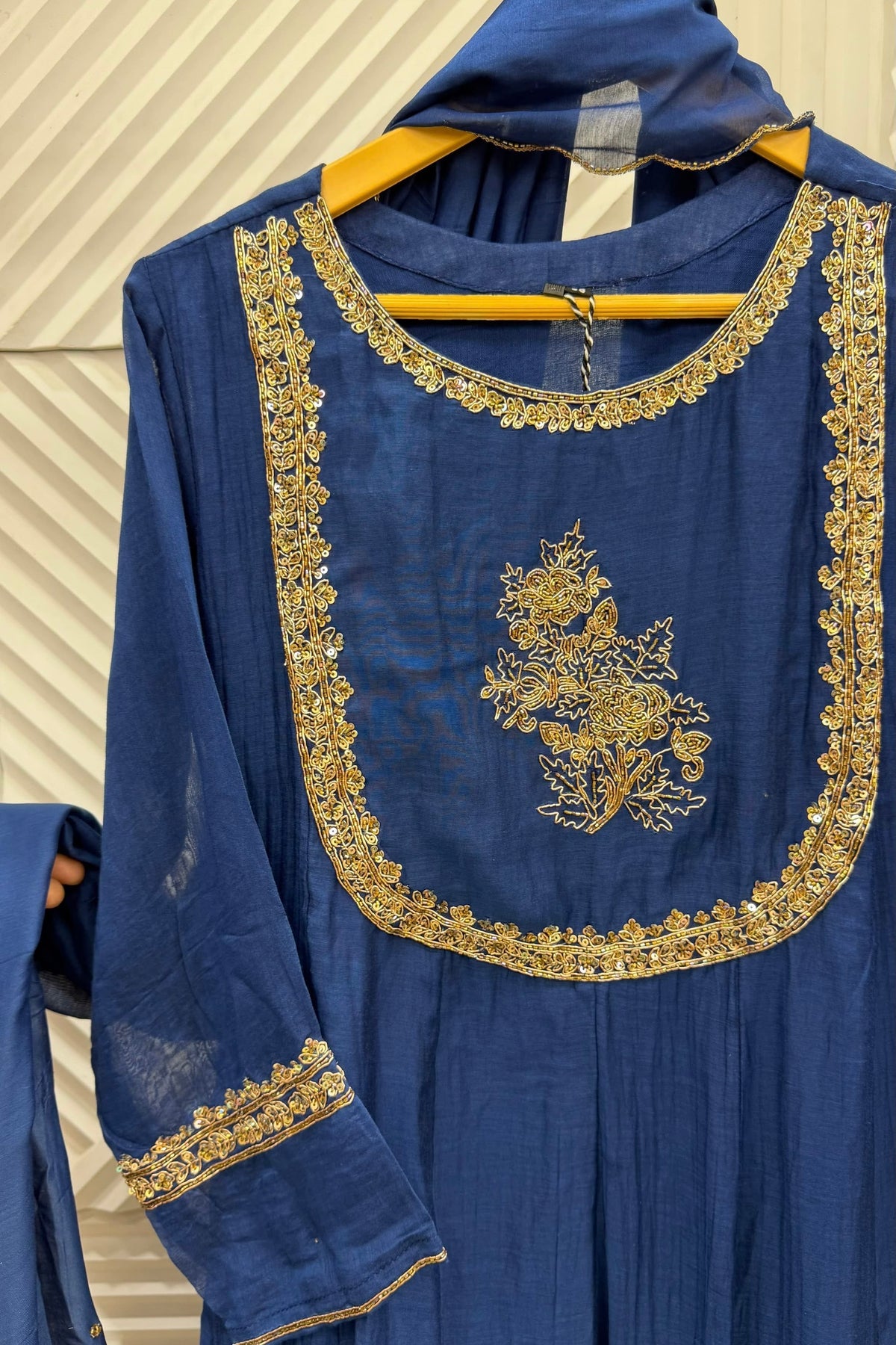 ✨Ira - Premium Banaras mul chanderi A Line Kurta Set