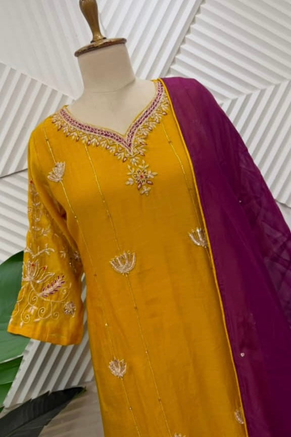 ✨Isha - Premium mul chanderi a line kurta set