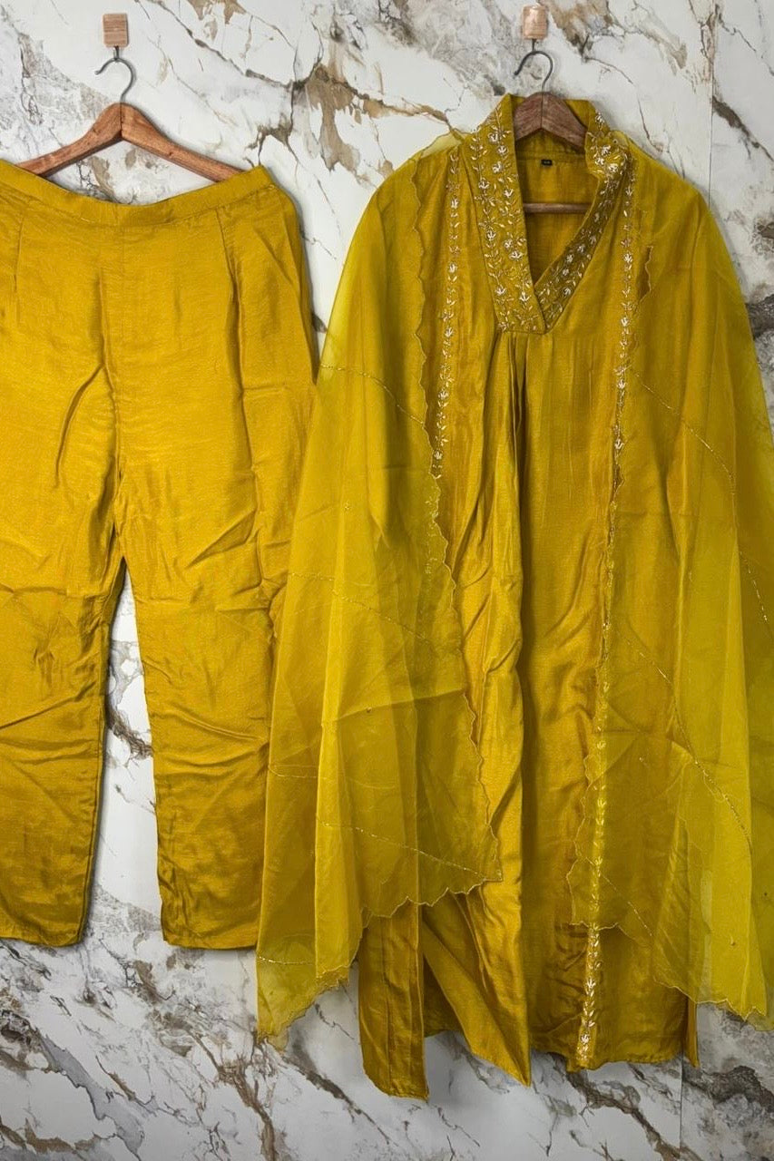 “Eira” Heavy handwork Dola silk A line kurti set 🛍️