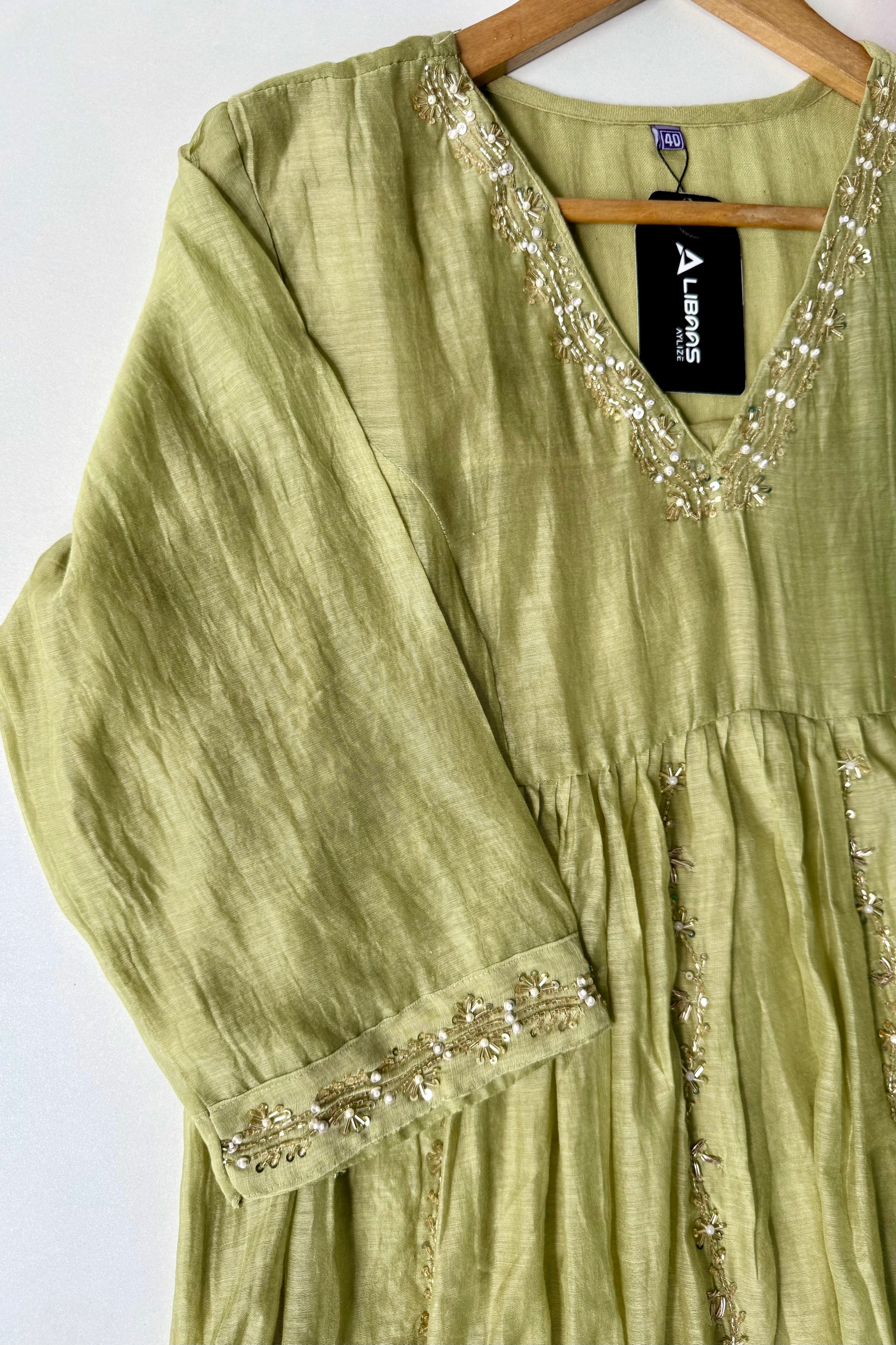 ✨Florence - Olive Pistachio Mul Chanderi Anarkali Suit set 🛍️