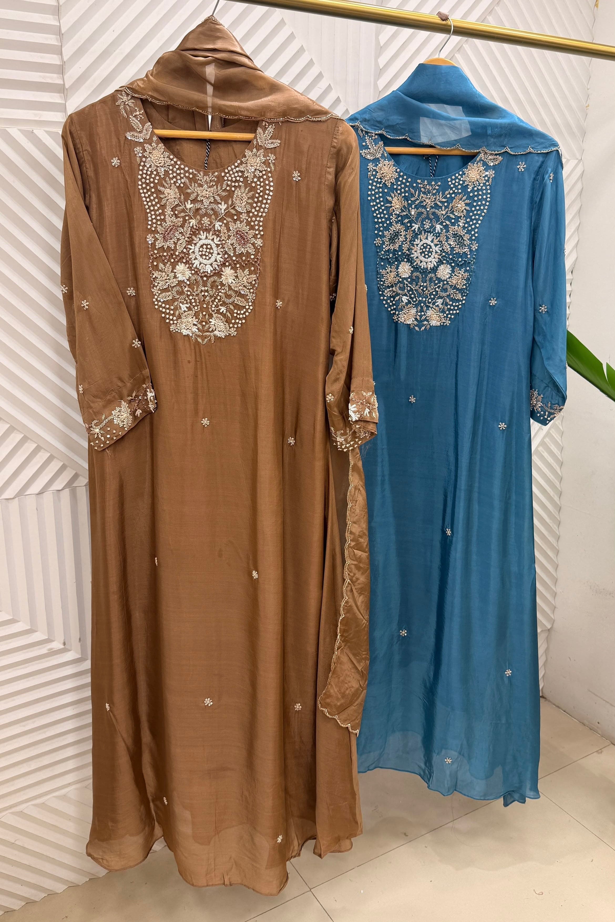 ✨Anvi - Premium Ho Silk A Line Kurta Set