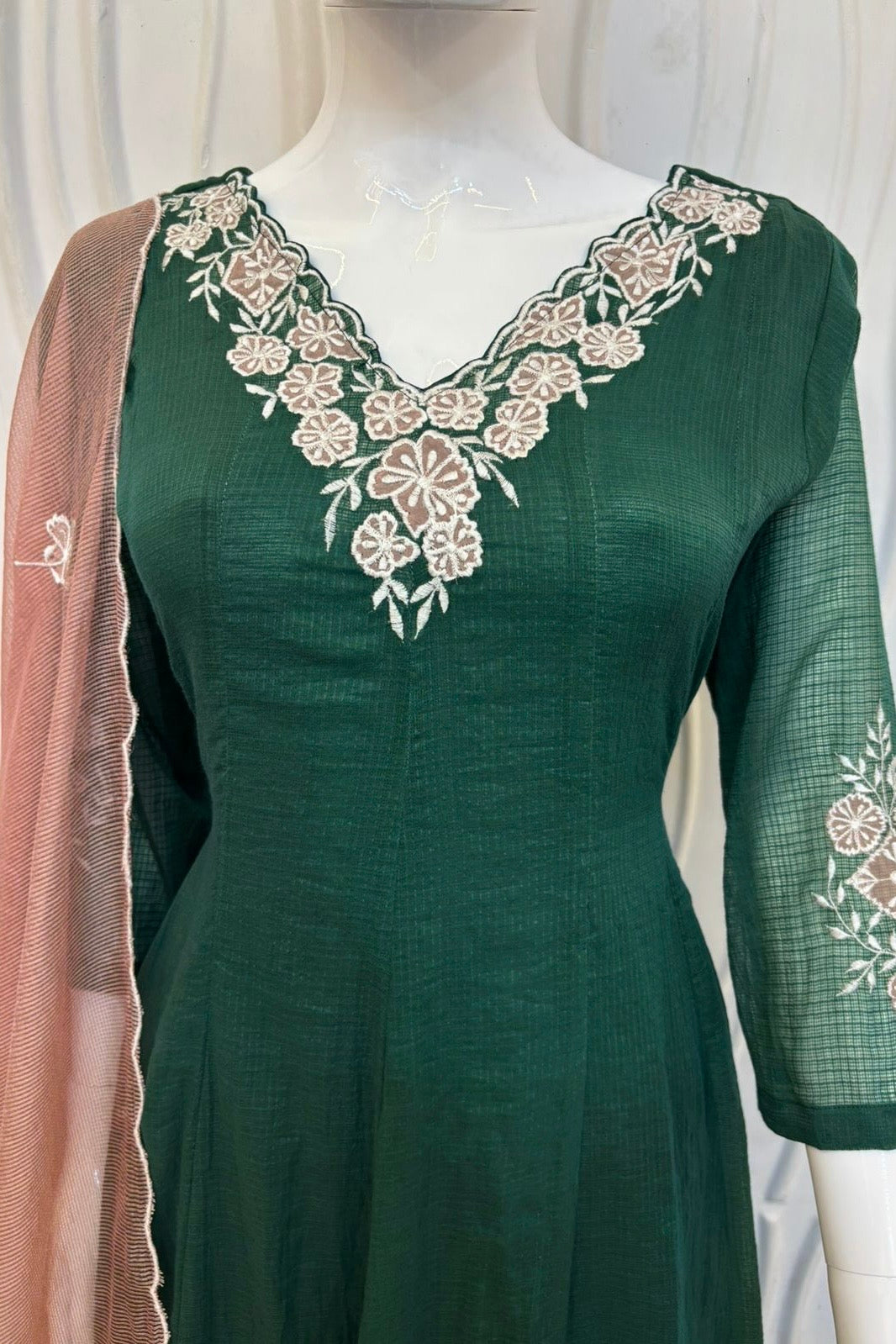 ✨AZ02- Beautiful Kota Embroidered A Line Kurta set