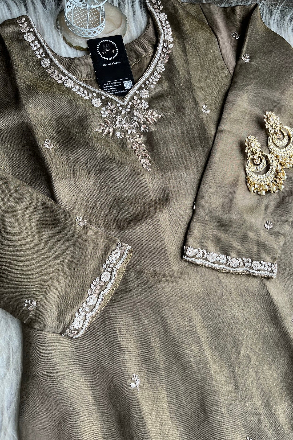 ✨Az002- Champagne Gold Tissue Divider Sharara Suit