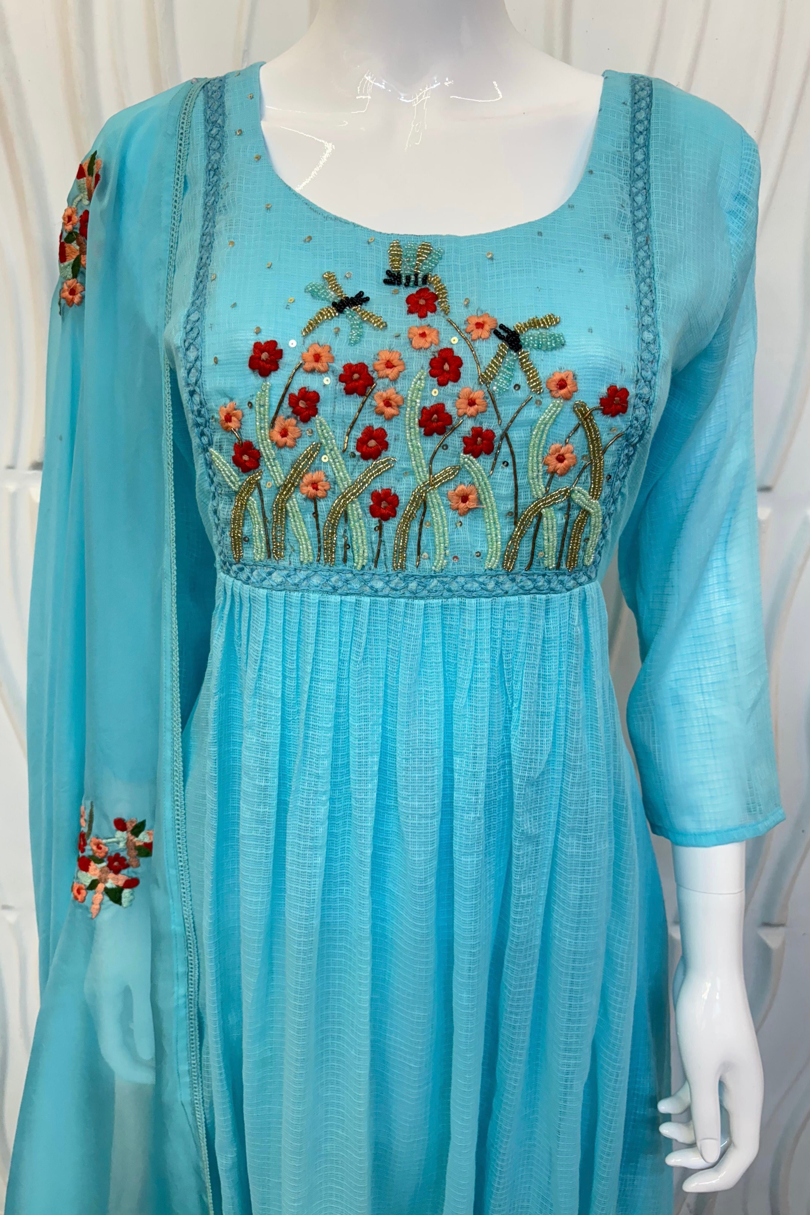 “Doria” Premium Kota Embroidered Anarkali Kurta Set