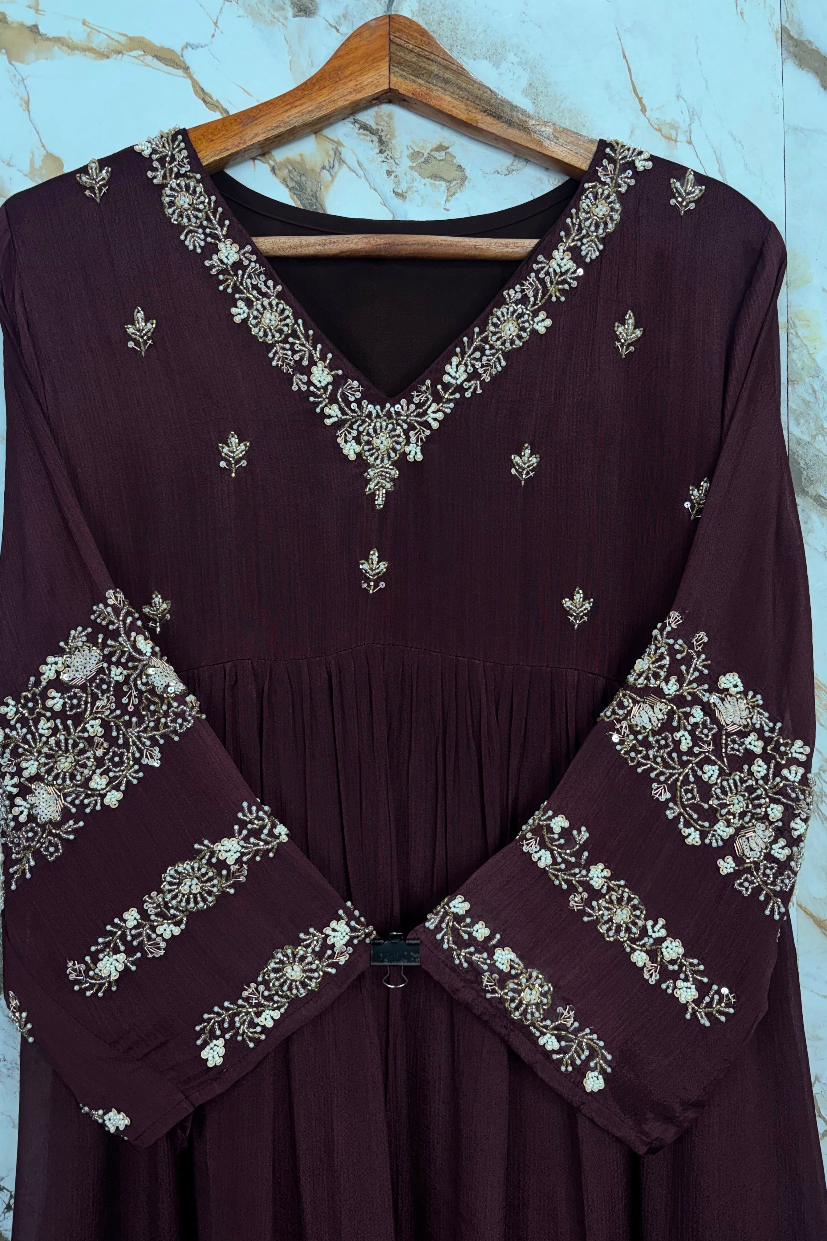 “Az026” Premium Party Wear Chinnon Anarkali Suit set 🛍️