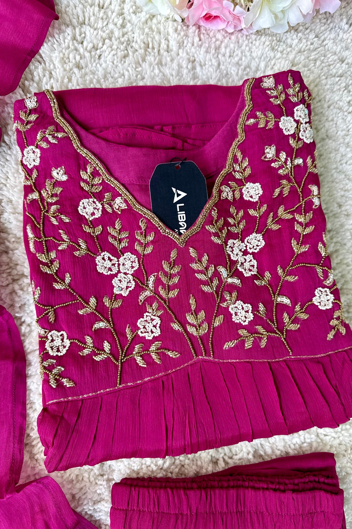 ✨Riti - Premium Magenta Chinnon Anarkali Kurta set