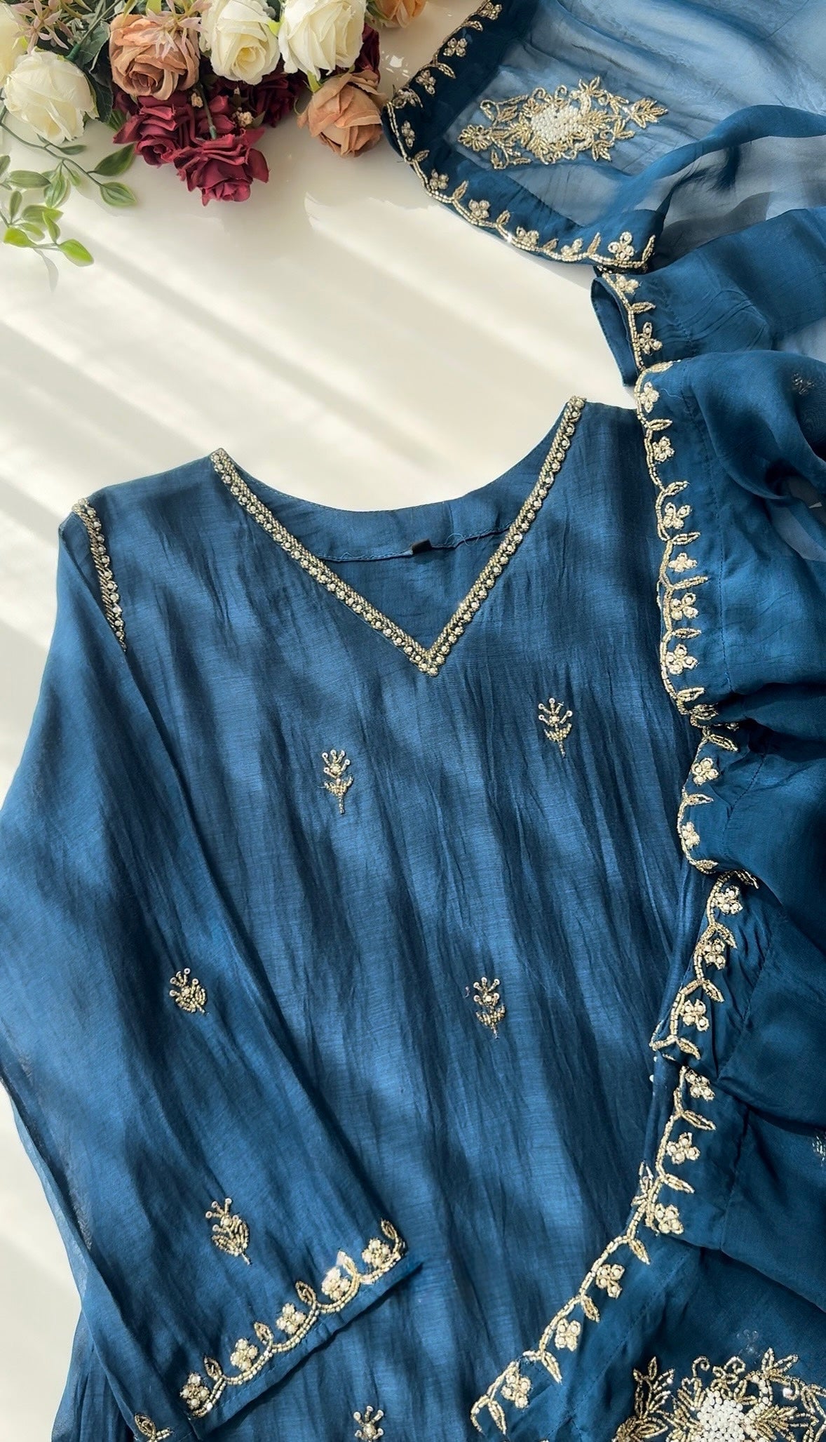 ✨”Mehar– Premium Party wear Mul Chanderi A-Line Kurta Set✨