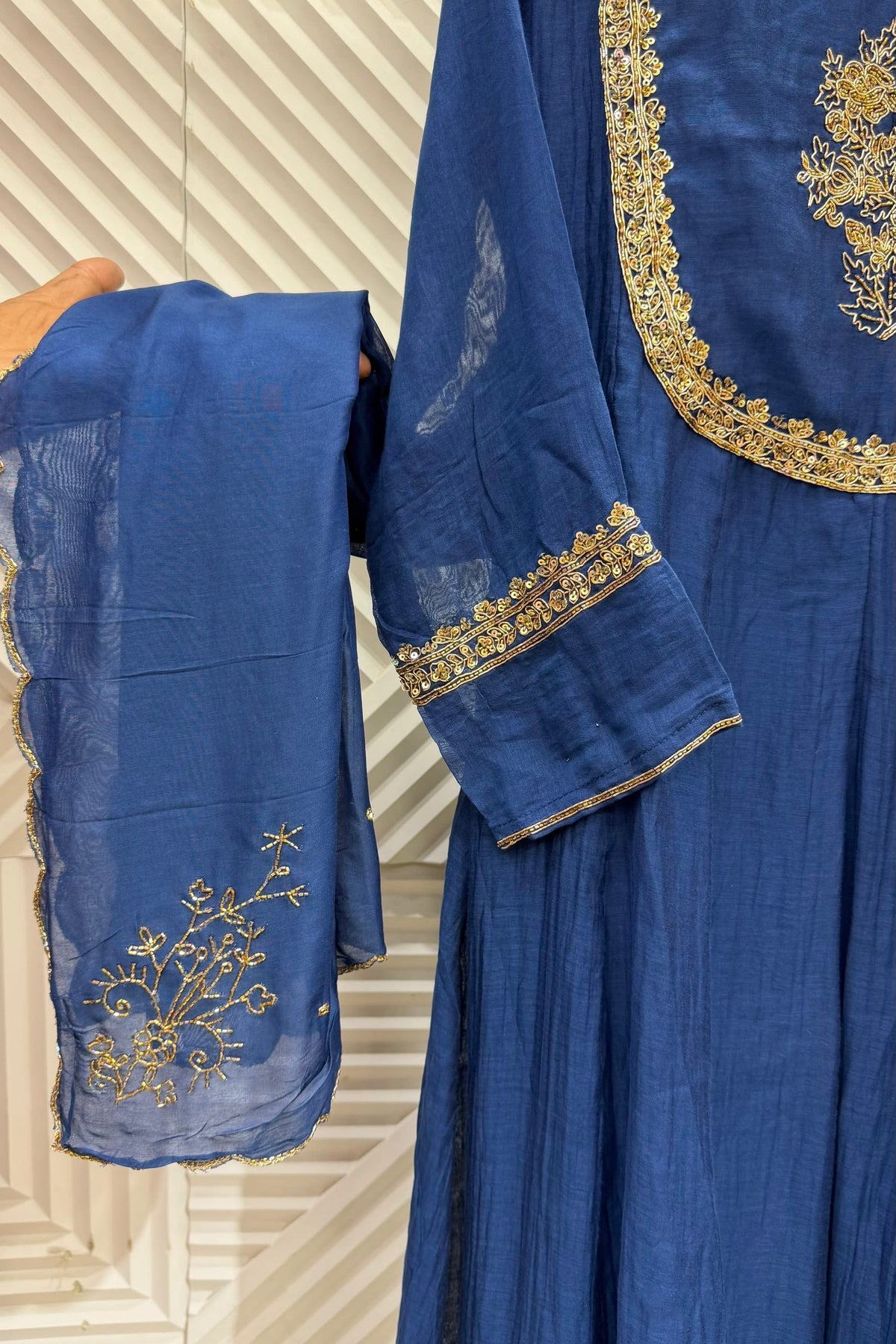 ✨Ira - Premium Banaras mul chanderi A Line Kurta Set