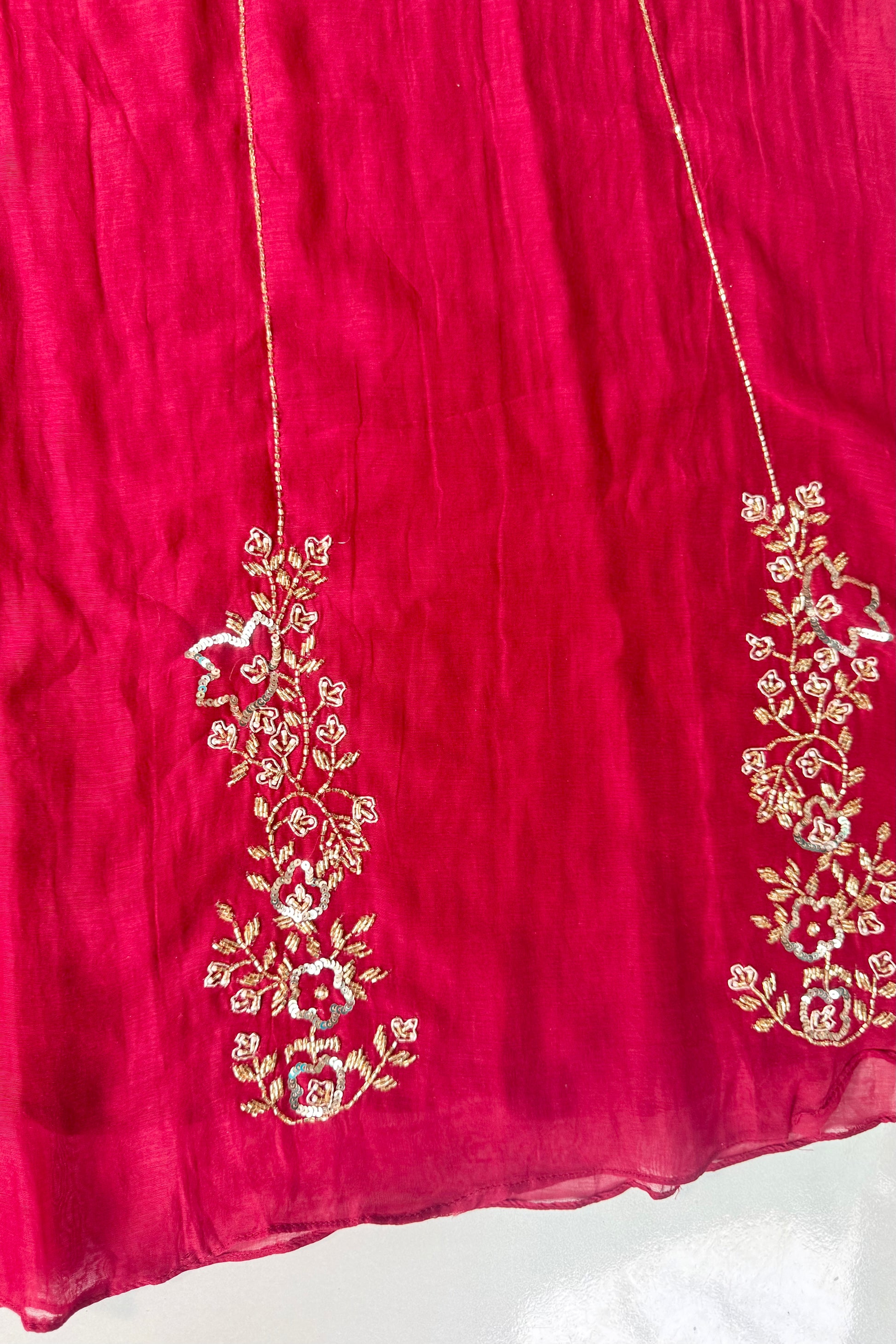 ✨”Rida - Premium Red Mul Chanderi A-Line Kurta Set
