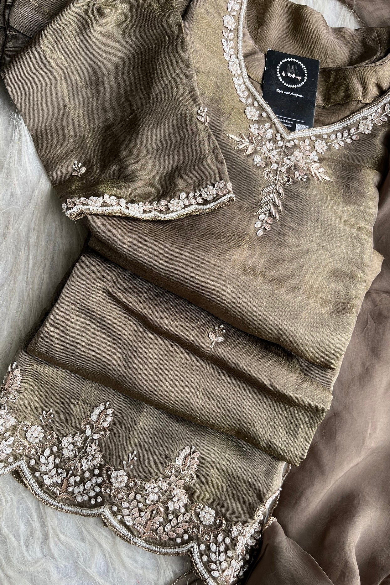 ✨Az002- Champagne Gold Tissue Divider Sharara Suit