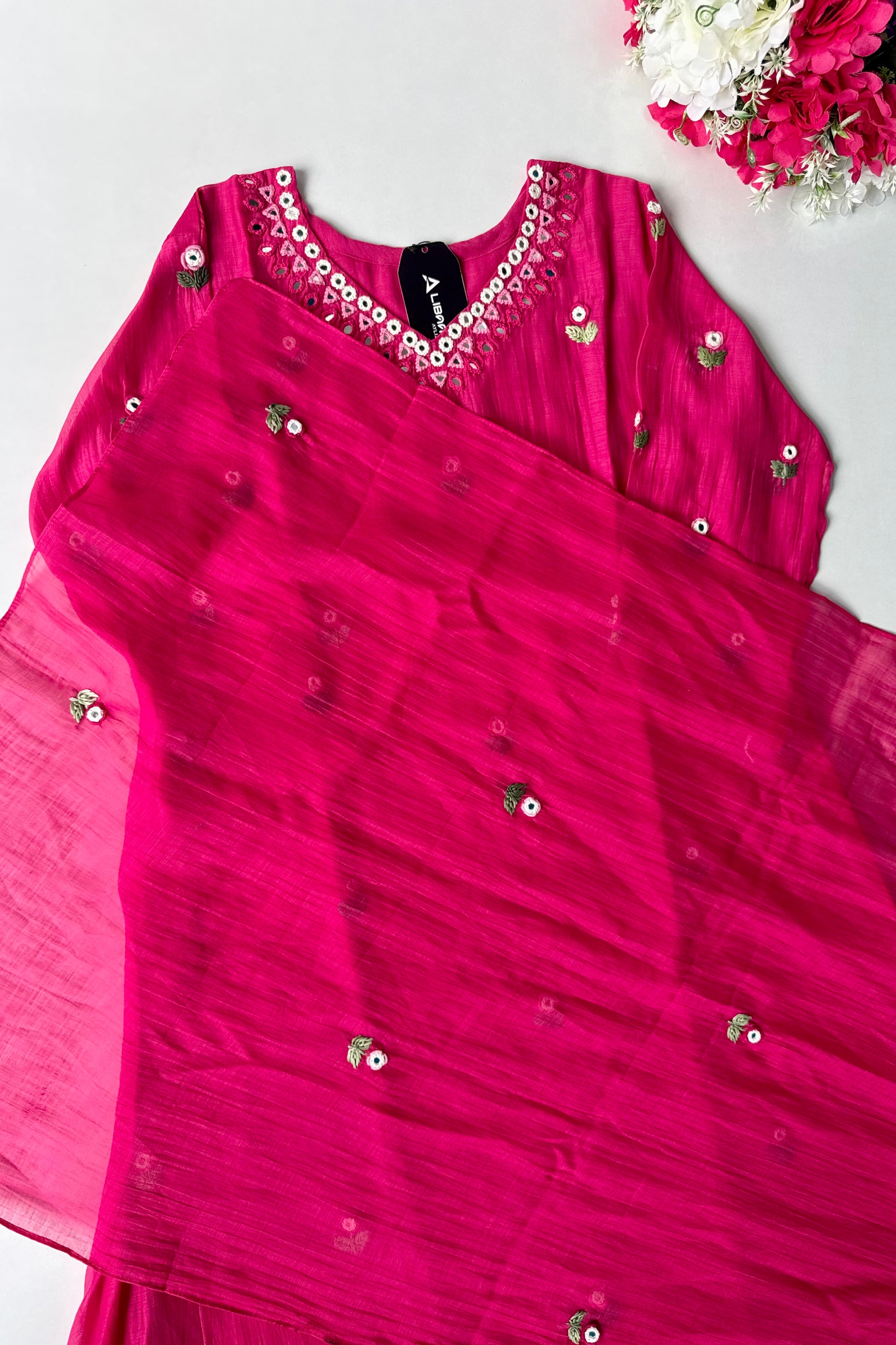 ✨”Ruby - Premium Pink Mul Chanderi A-Line Kurta Set 💕