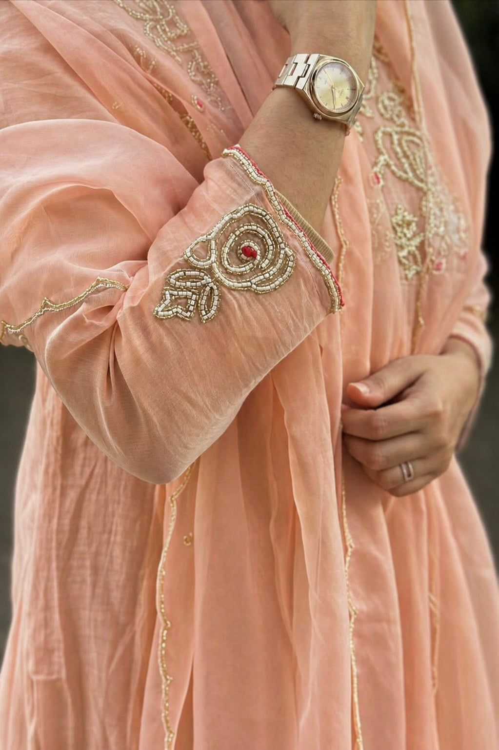 ✨Ay11- Peach Mul Chanderi A Line Kurta set