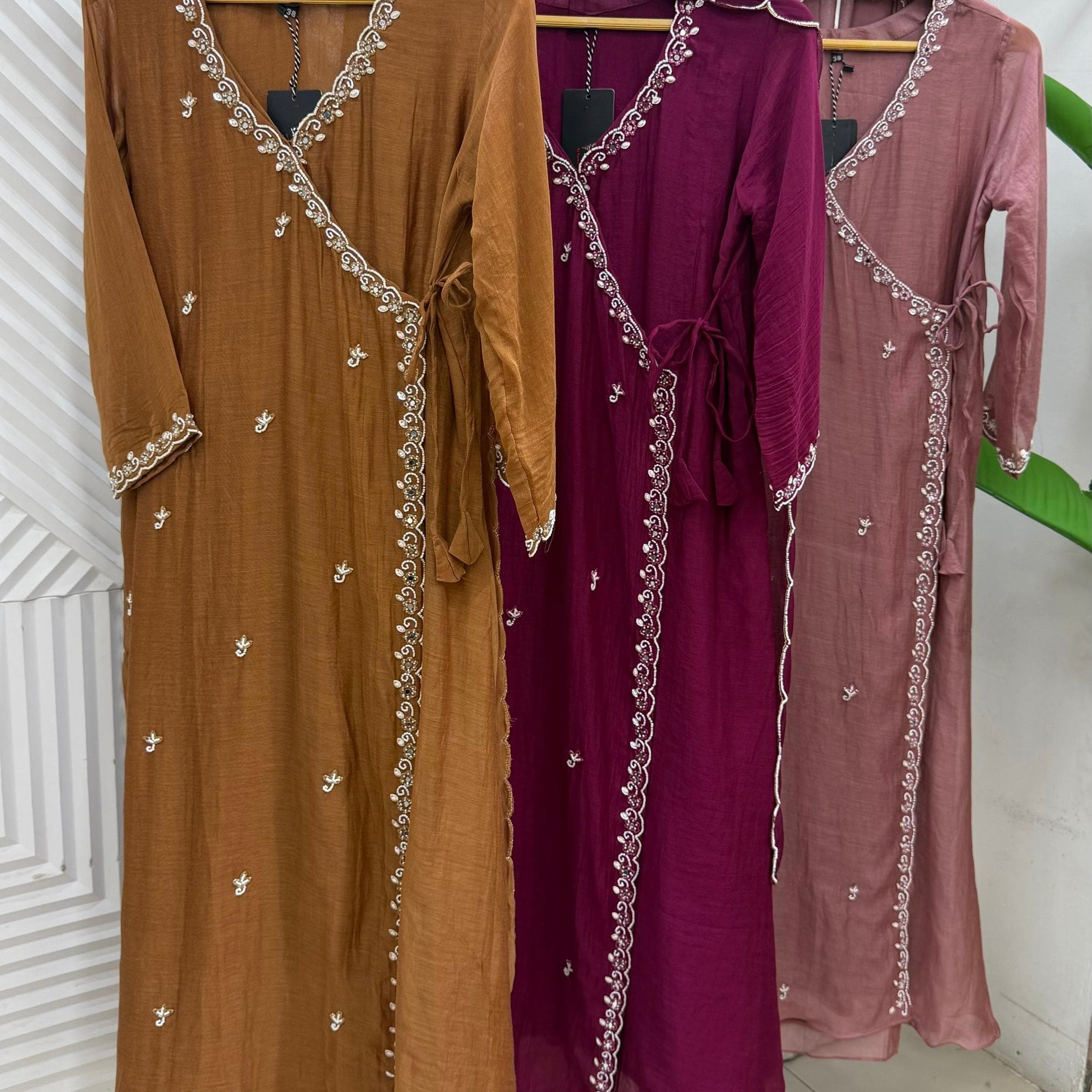 ✨Annya - Premium Mul Chanderi Angrakha Kurta Set
