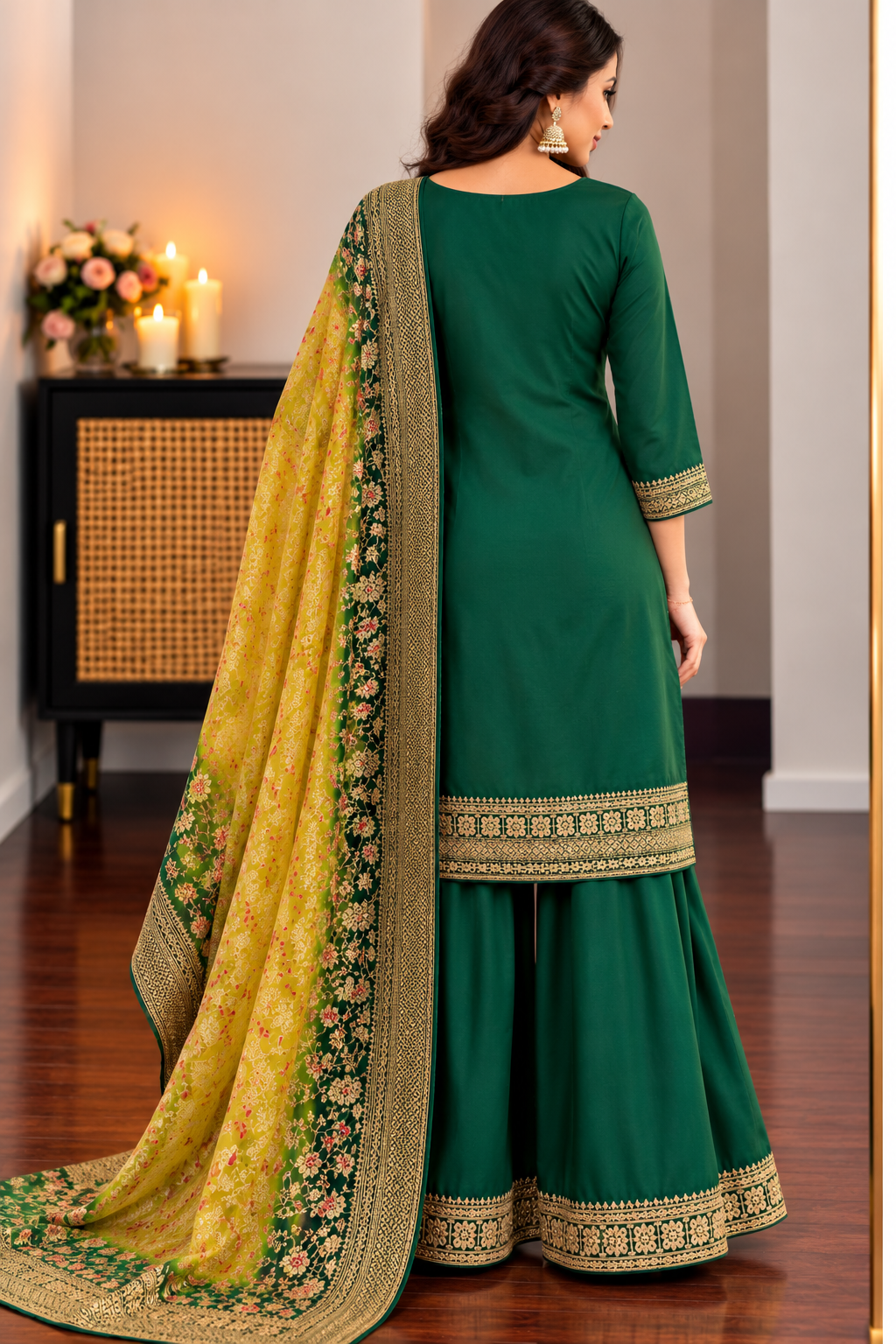 “AYAT” Festive wear Jacquard silk kurta palazzo set