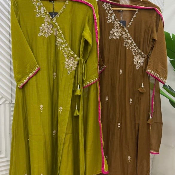 ✨ Darsini - Premium Mul Chanderi Angrakha Kurta set