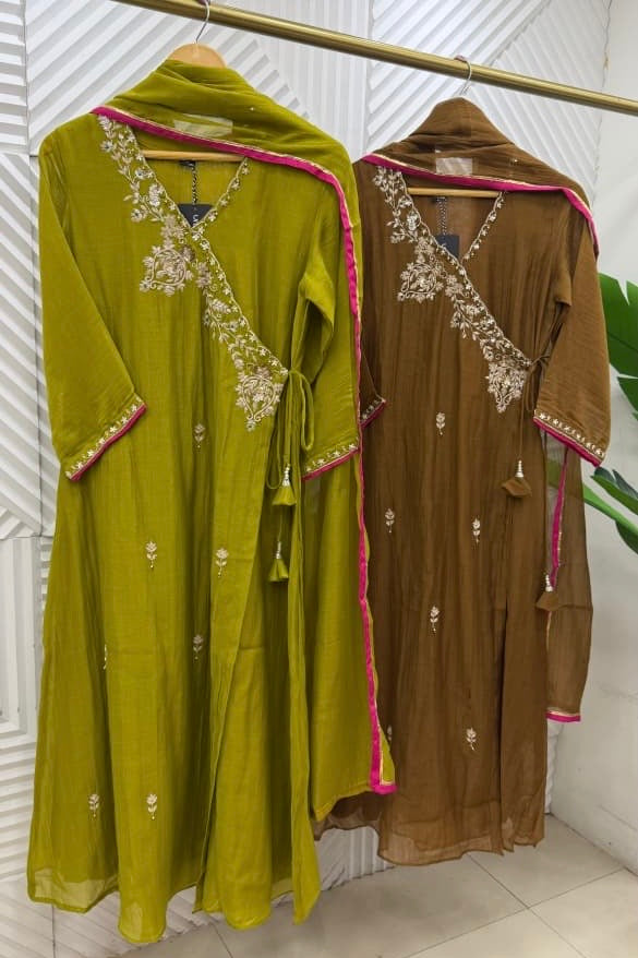 ✨ Darsini - Premium Mul Chanderi Angrakha Kurta set